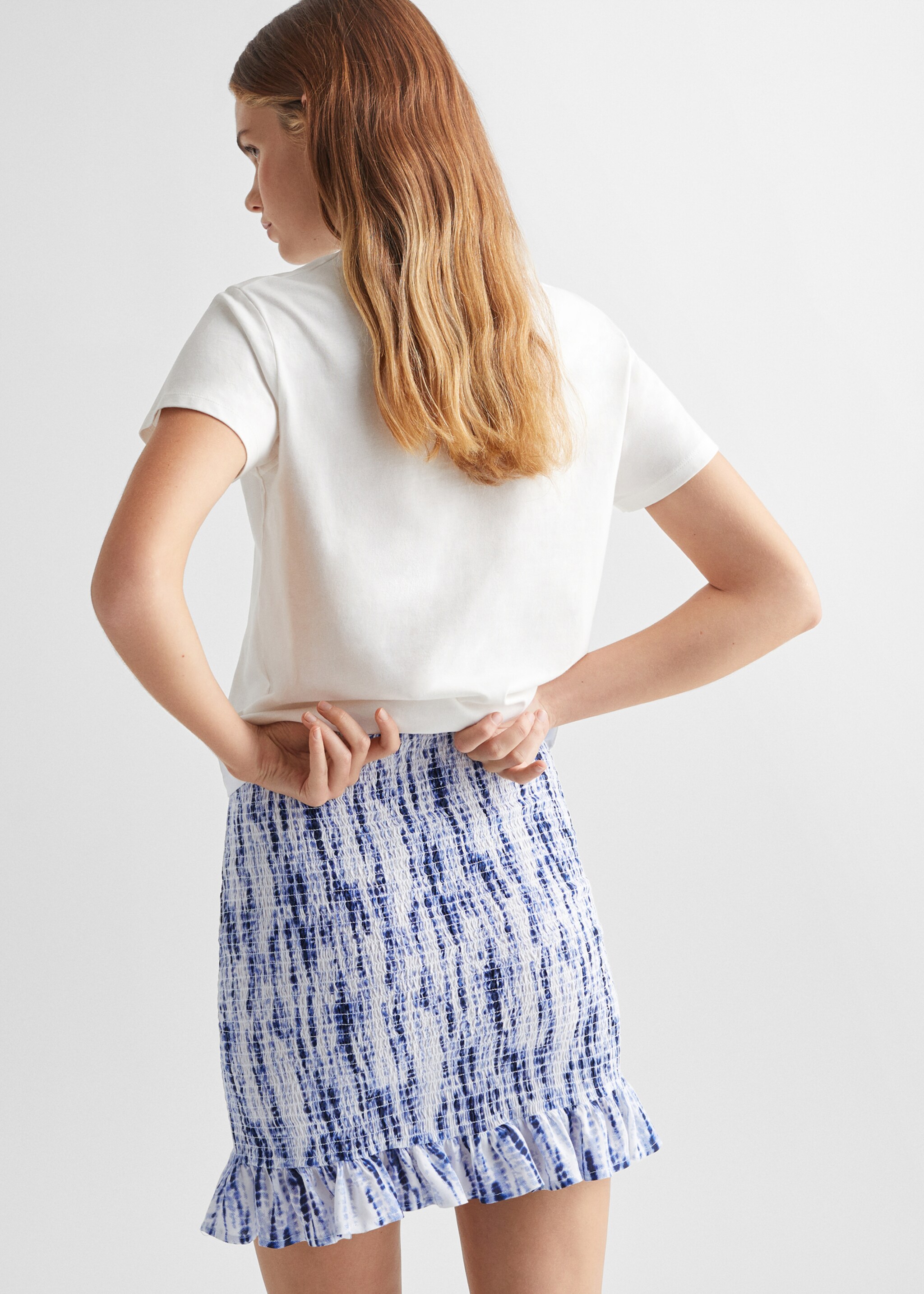 Printed pleated skirt - Reverse of the article, Off White. Ref: 57000270-00.