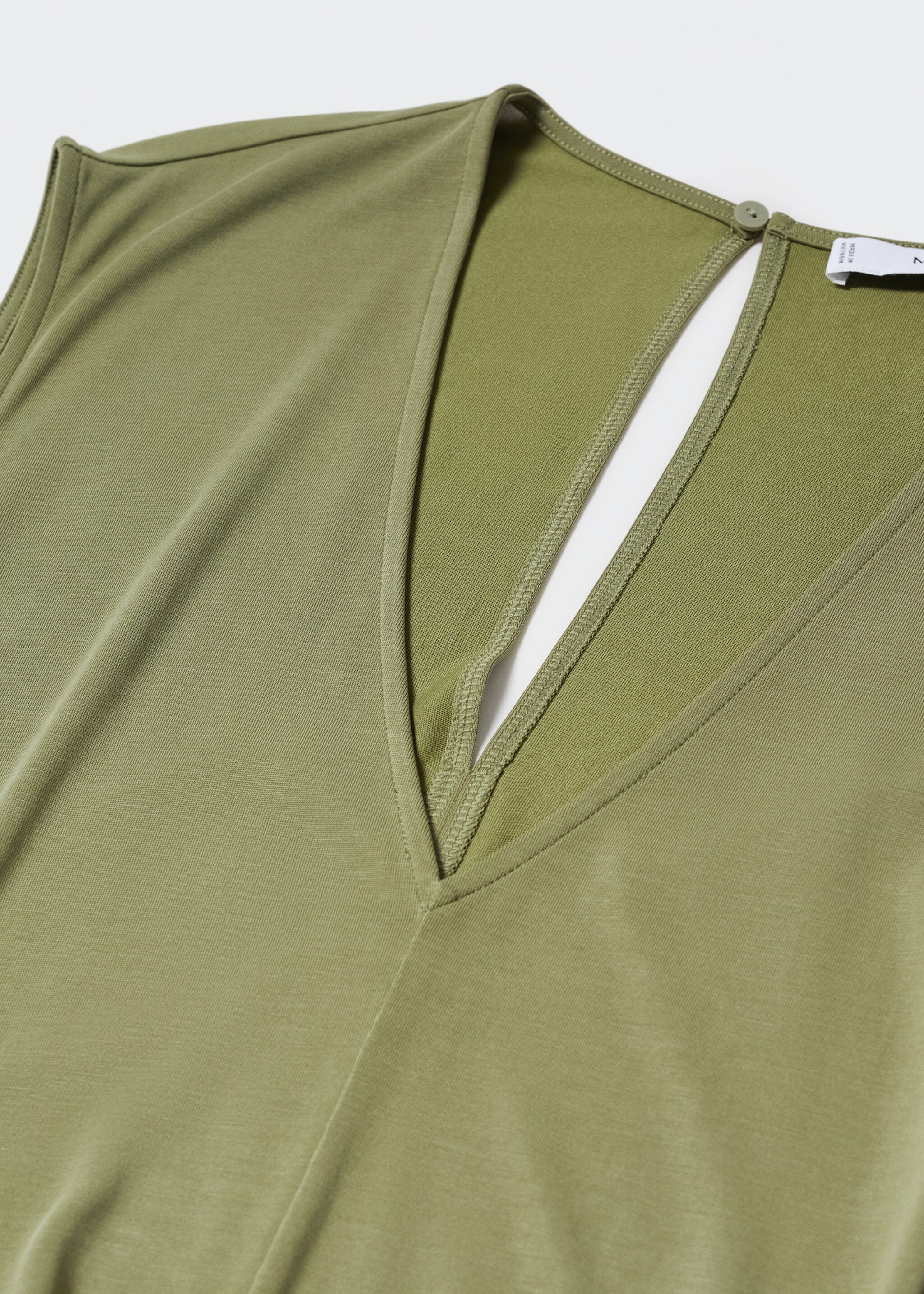 Modal jumpsuit with tie - Details of the article 8, Khaki. Ref: 57000316-00.