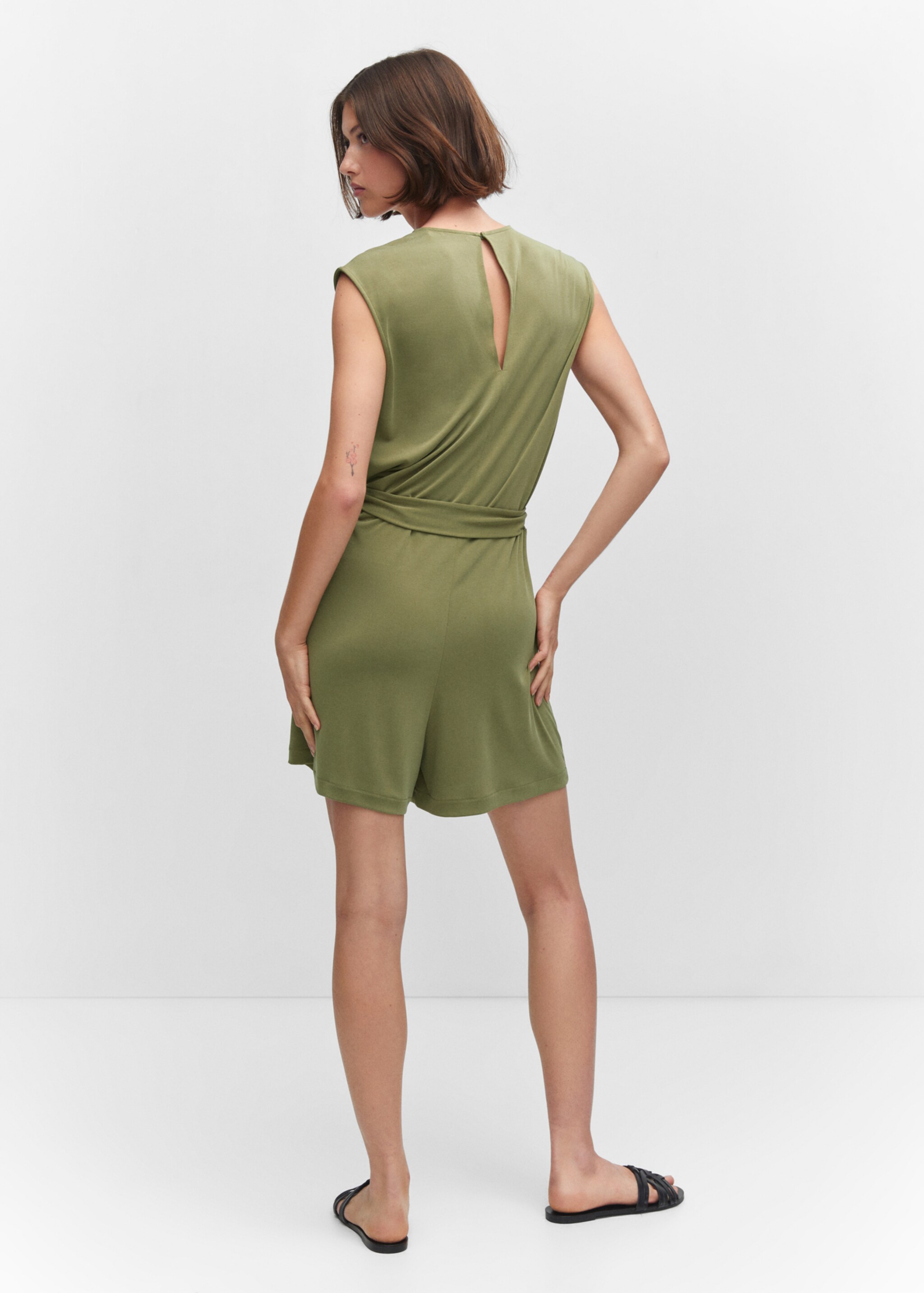 Modal jumpsuit with tie - Reverse of the article, Khaki. Ref: 57000316-00.
