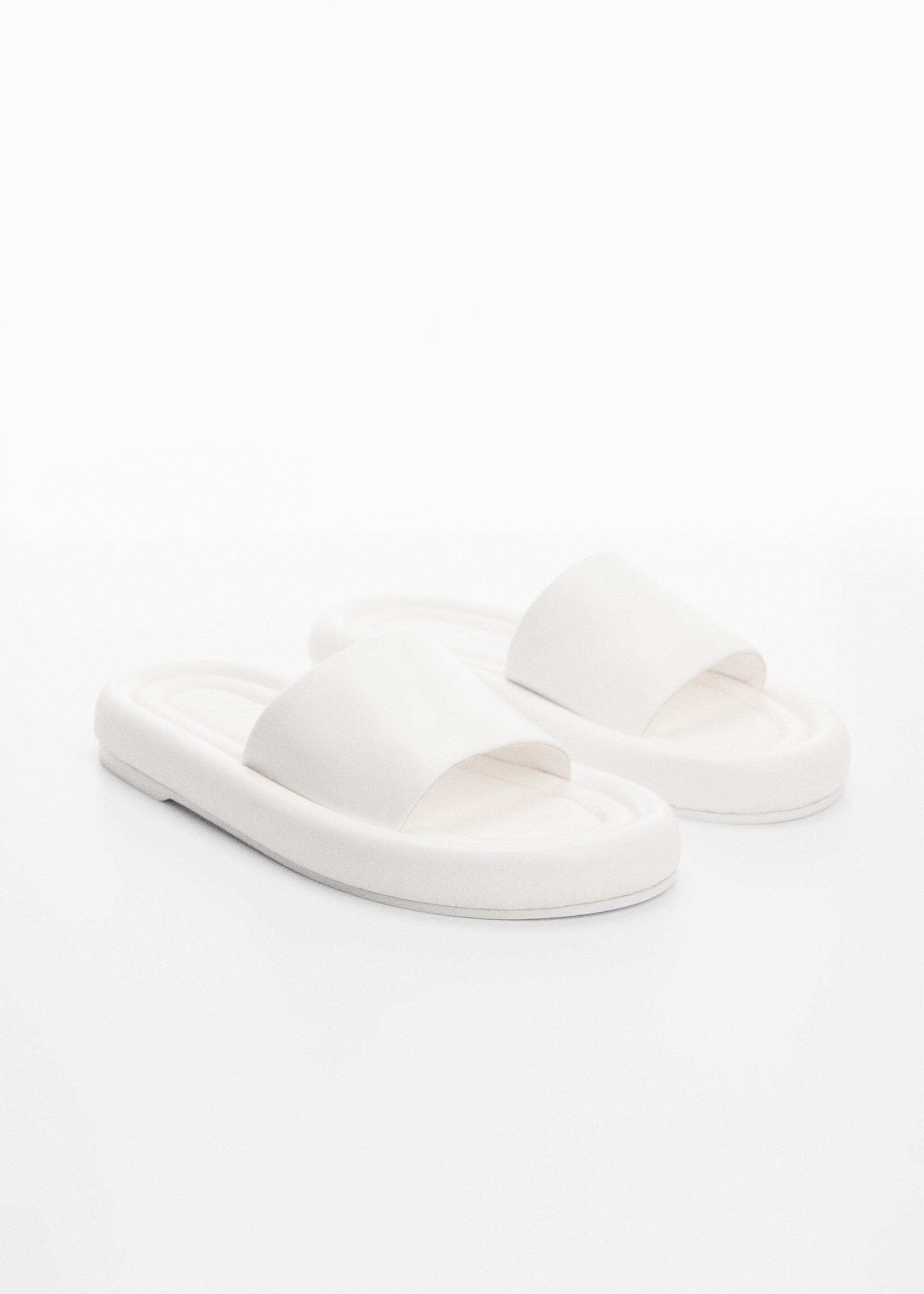 Leather sandals with a wide strap - Medium plane, White. Ref: 57000345-00.