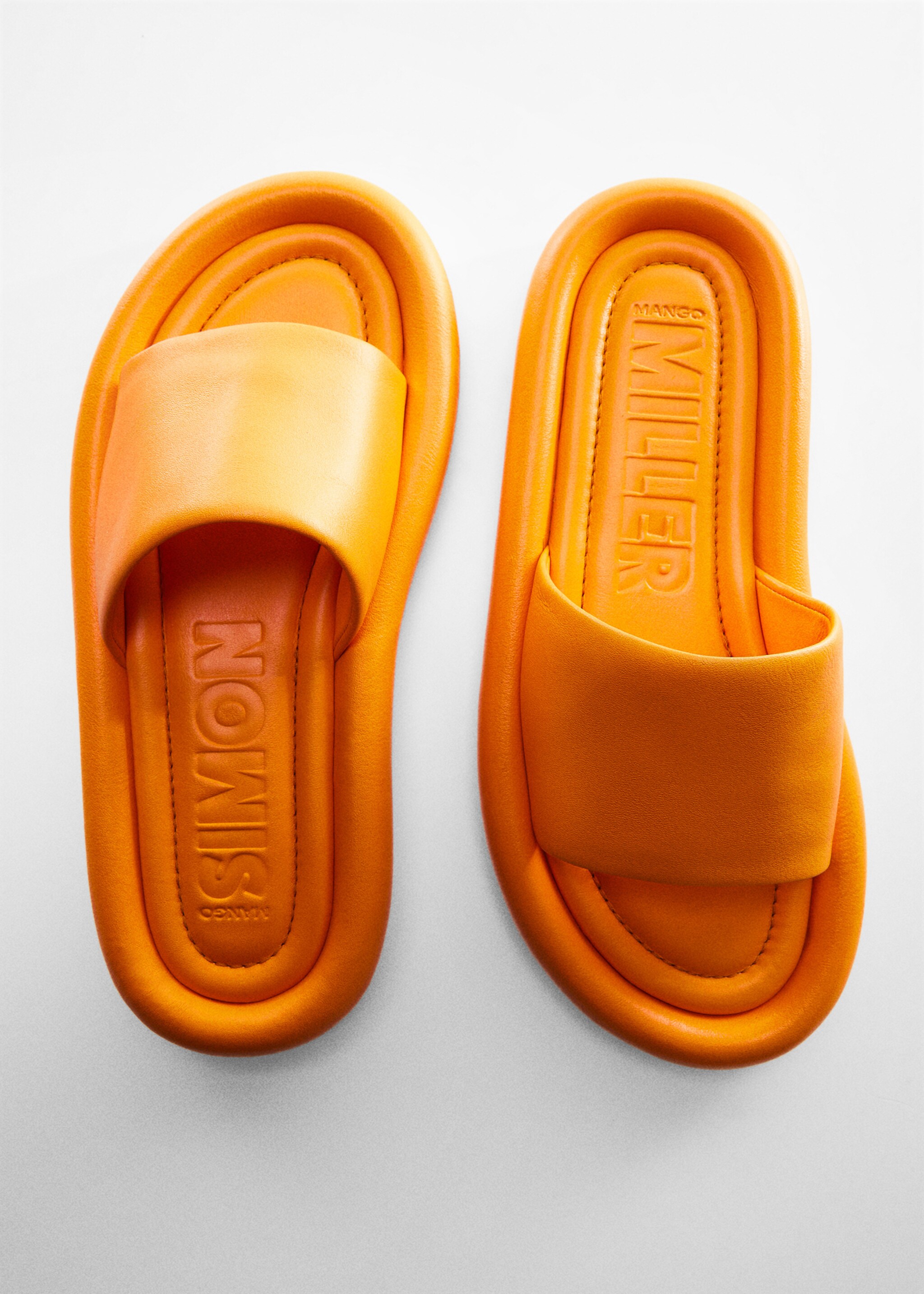 Leather sandals with a wide strap - Details of the article 5, Yellow. Ref: 57000345-00.