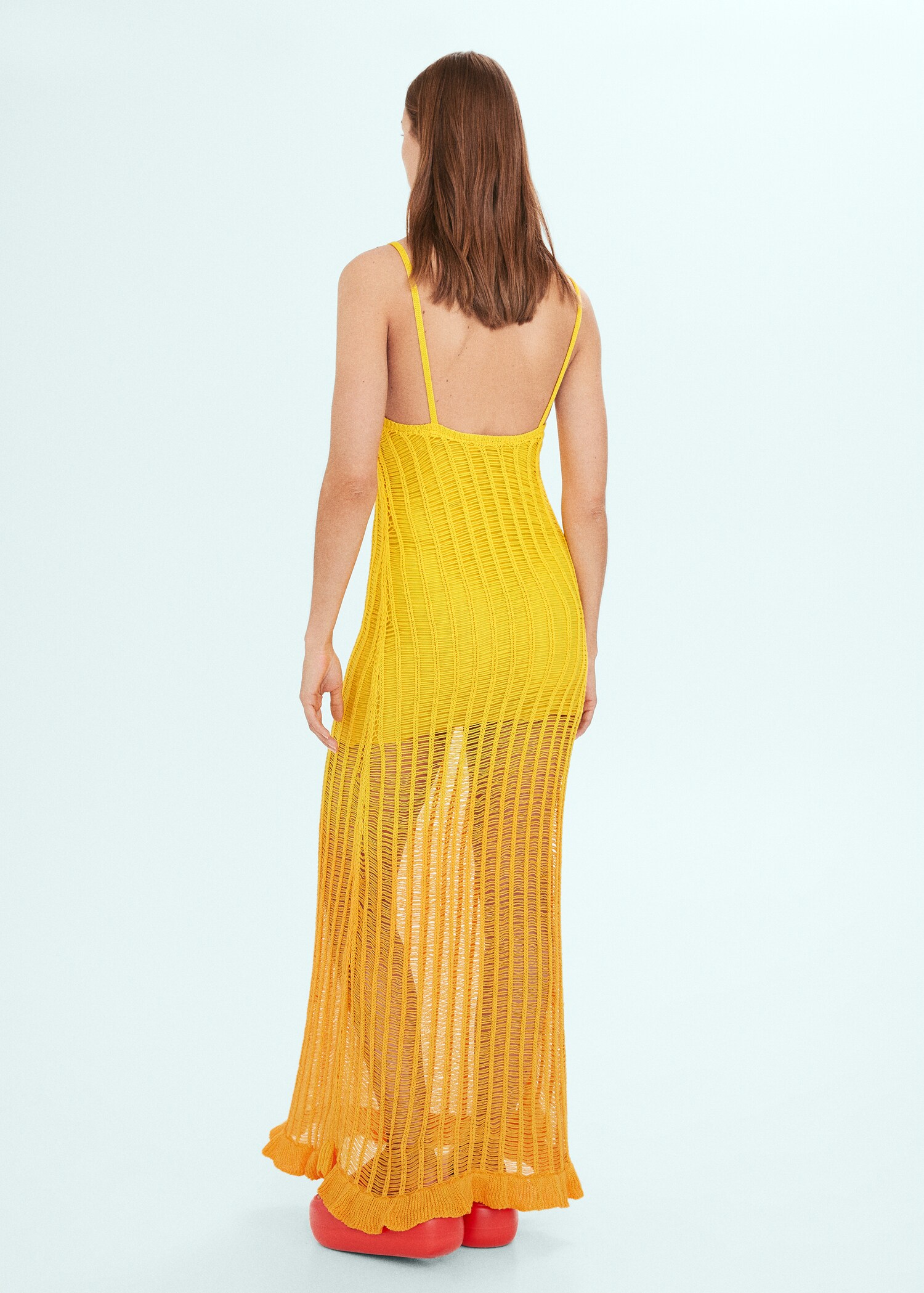 Knitted dress with openwork panels - Reverse of the article