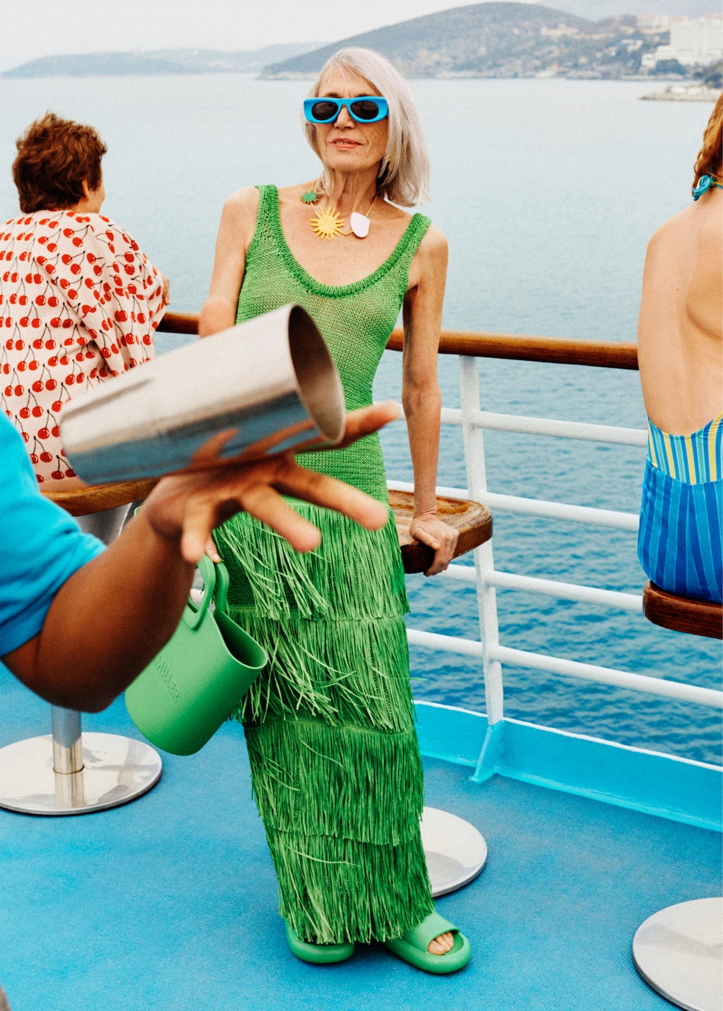 Mango green fringe dress outlet