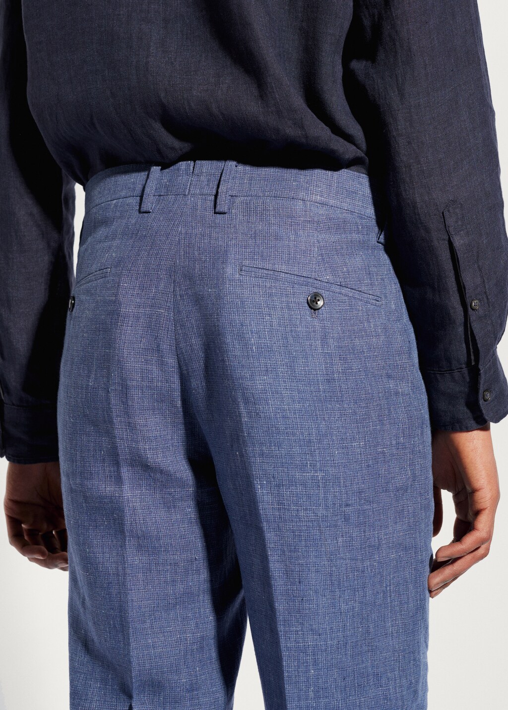 リネン 割烹着 Linen(washer)100% _BlueGray 100% linen suit pants - Men | MANGO OUTLET USA