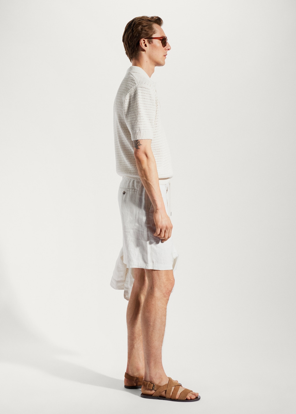 100 linen bermuda shorts with drawstring Men MANGO OUTLET Finland