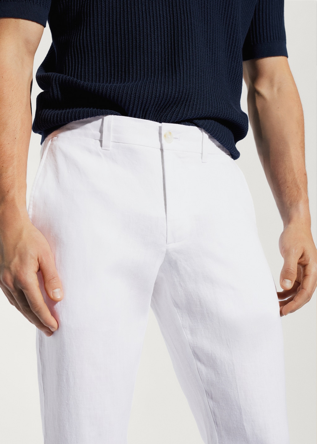 Mens slim fit white linen trousers hotsell