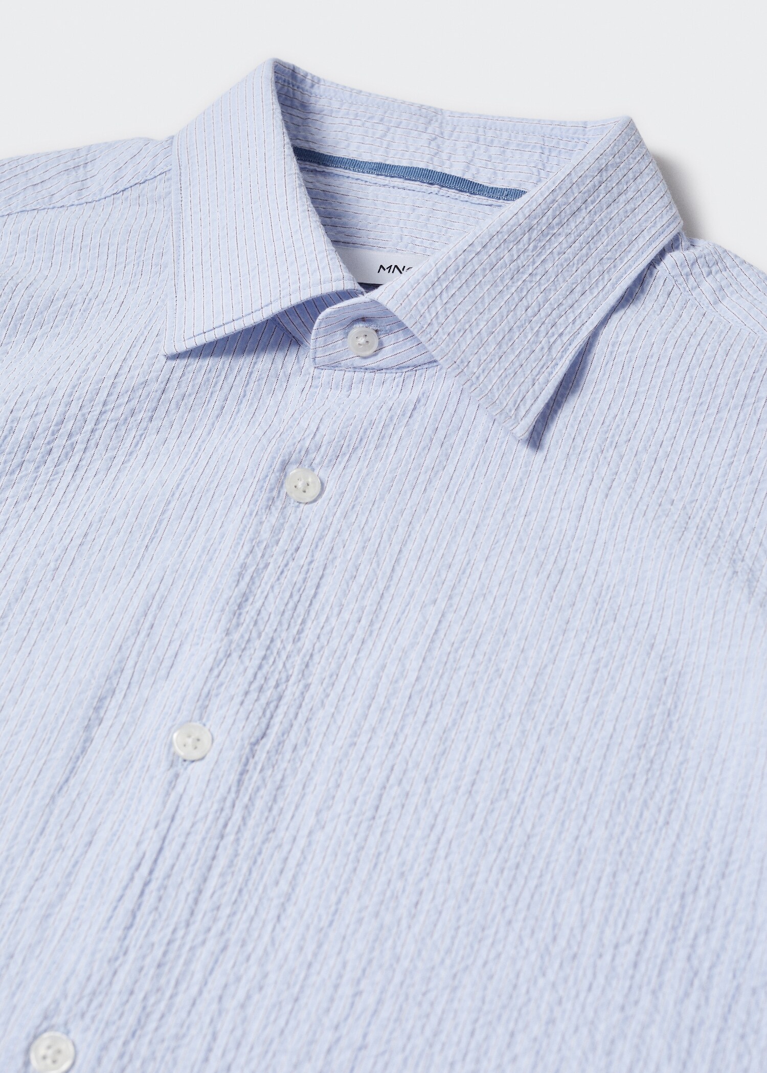 Cotton seersucker shirt with multiple stripes - Details of the article 8