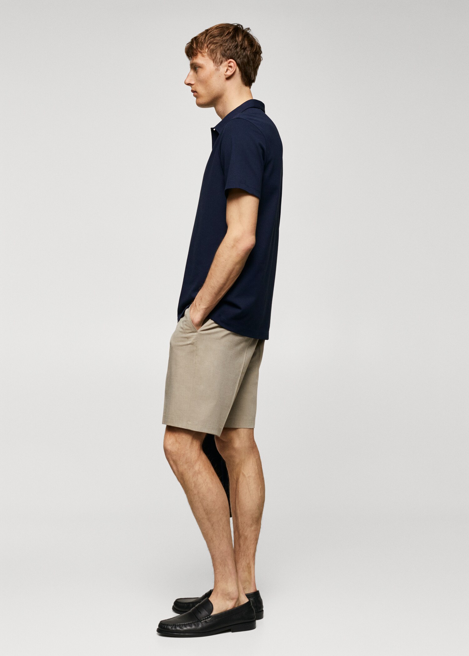 Slim-fit cotton piqué textured polo shirt - Details of the article 2