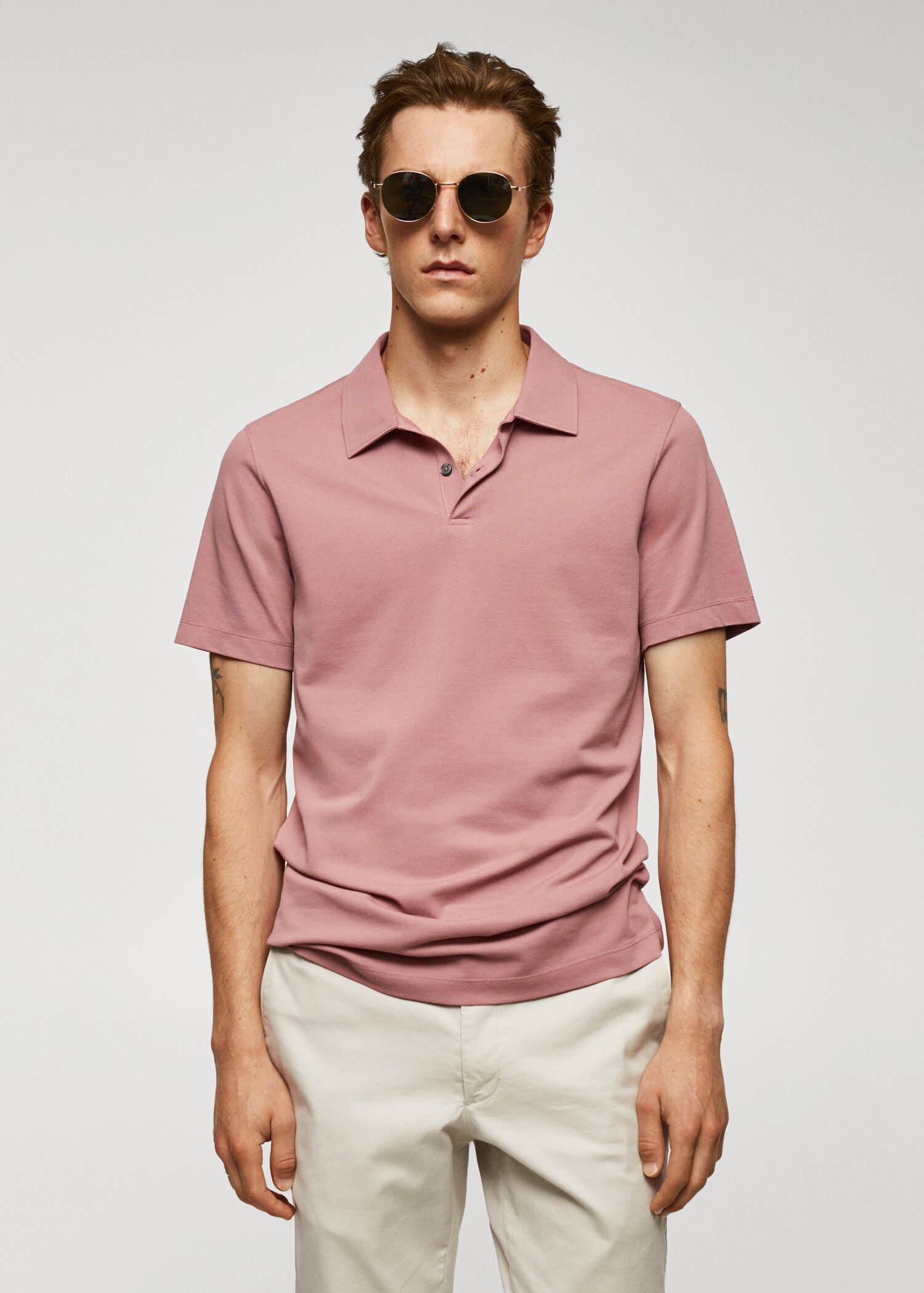 Slim-fit cotton piqué textured polo shirt - Medium plane