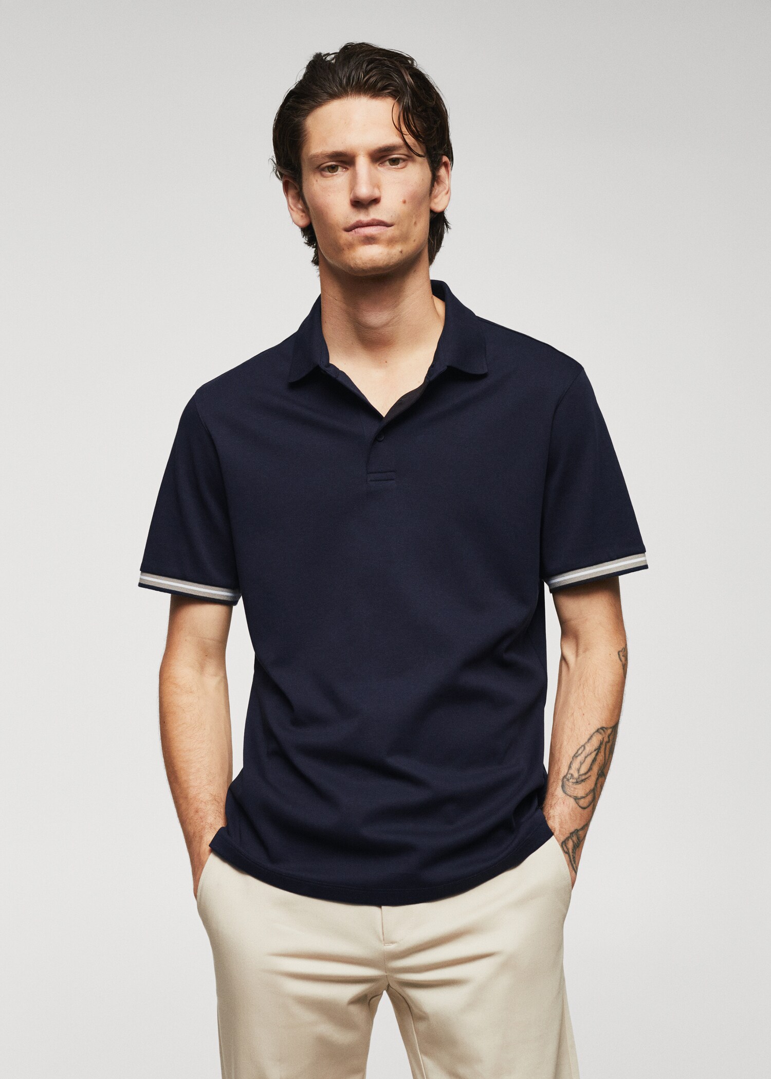 Polo 100% cotone bordi contrasto - Piano medio