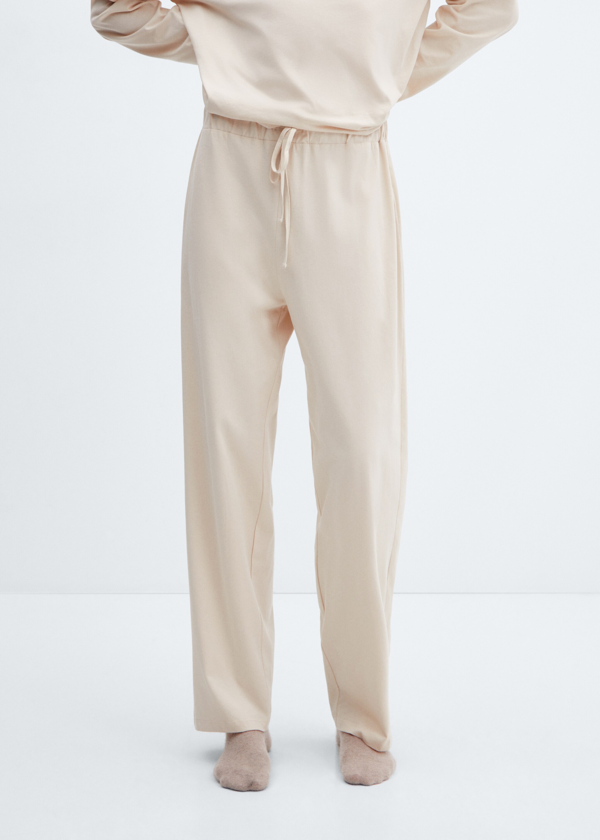 Cotton long pyjamas - Details of the article 6, Ecru. Ref: 57000812-00.
