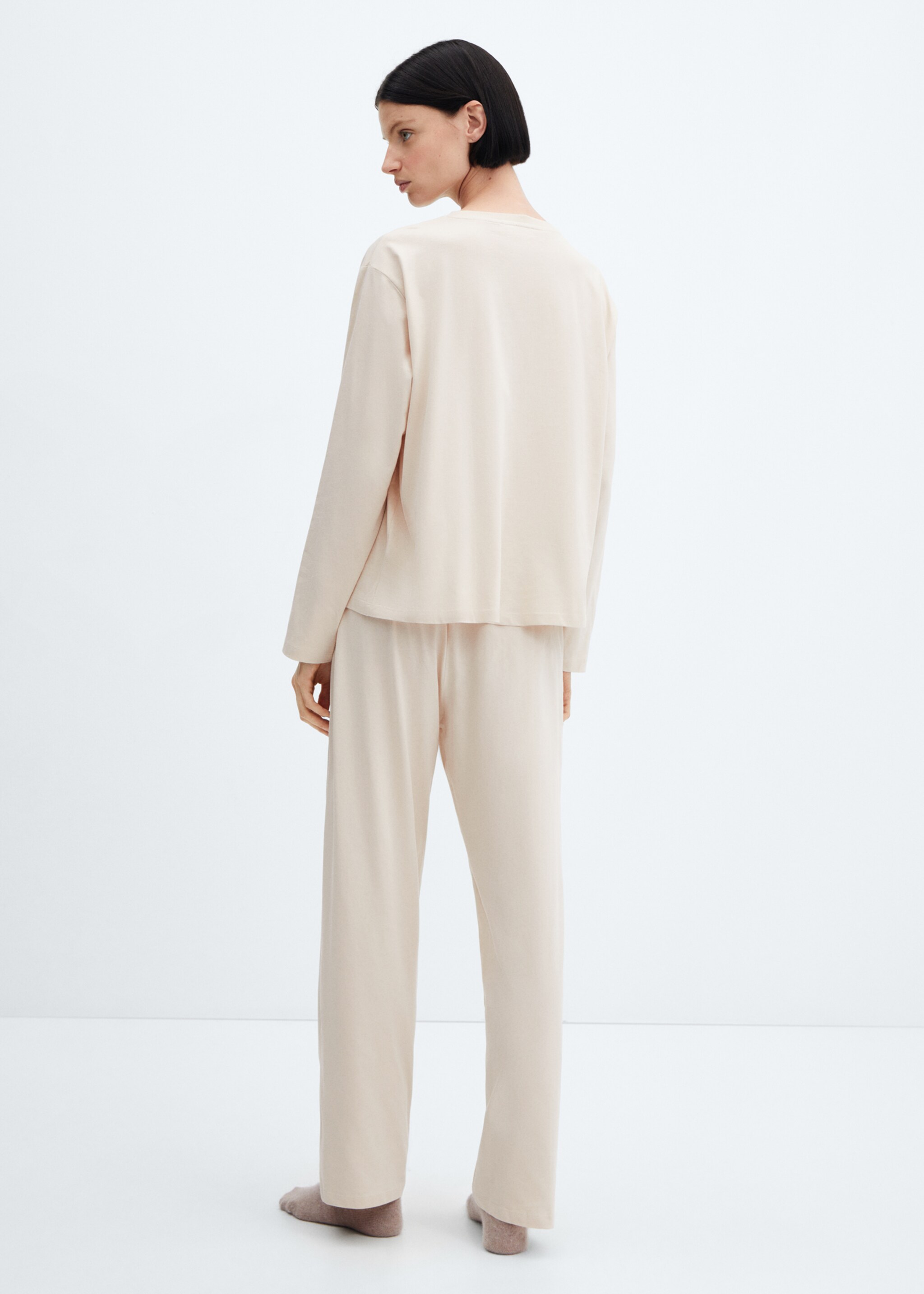 Cotton long pyjamas - Reverse of the article, Ecru. Ref: 57000812-00.