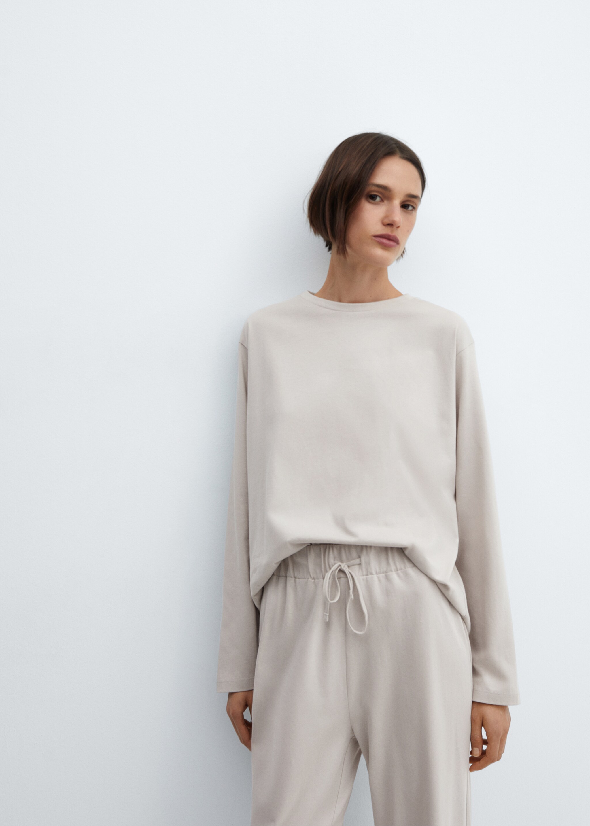 Pyjama long en coton - Détail de l'article 2, Gris. Ref: 57000812-00.