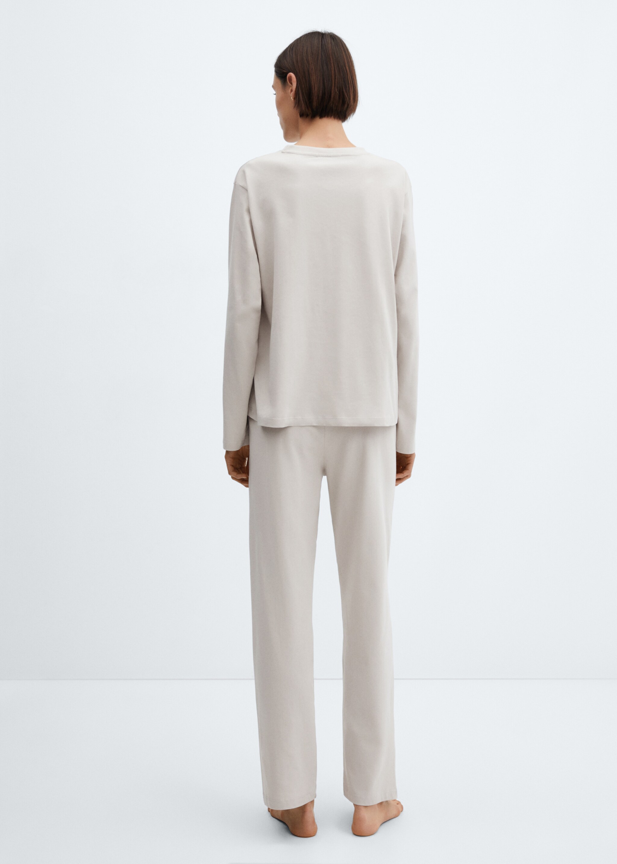 Pyjama long en coton - Verso de l’article, Gris. Ref: 57000812-00.