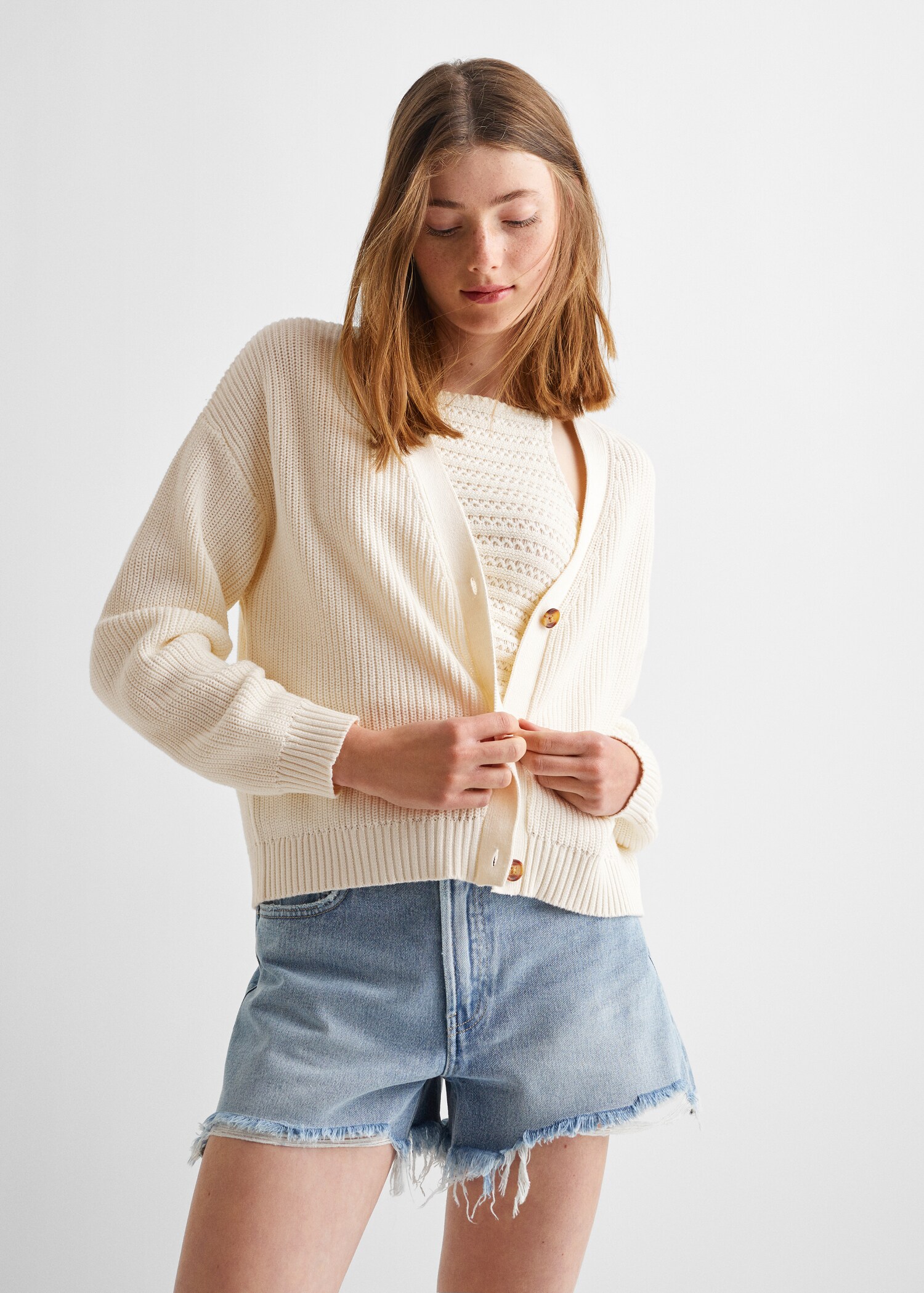Ribbed knit cardigan - Medium plane