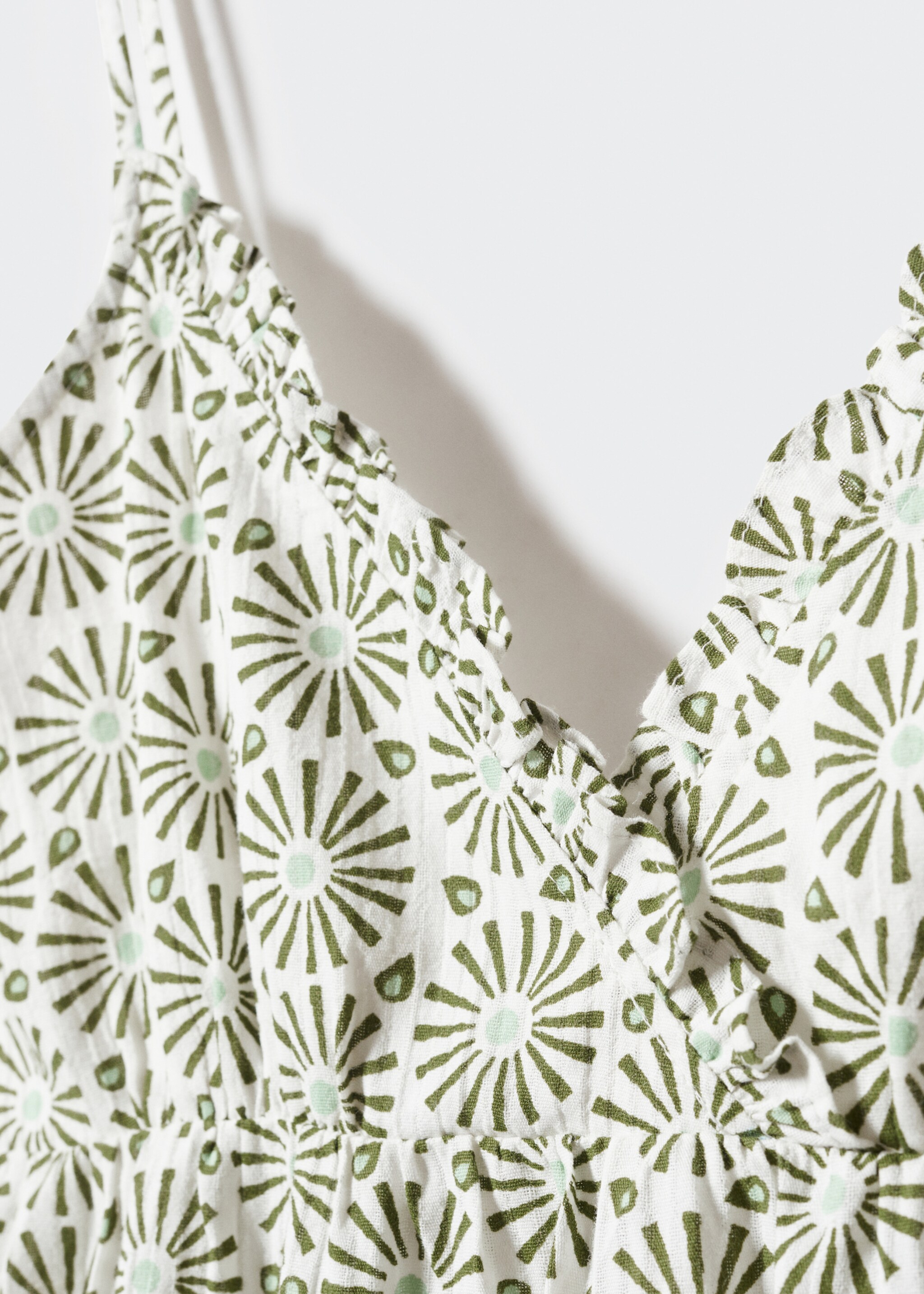 Printed ruffle dress - Details of the article 8, Pastel Green. Ref: 57000950-00.