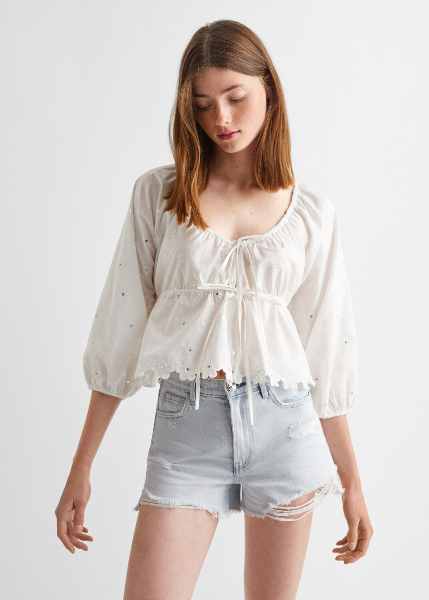 Puffed sleeves floral shirt - Medium plane