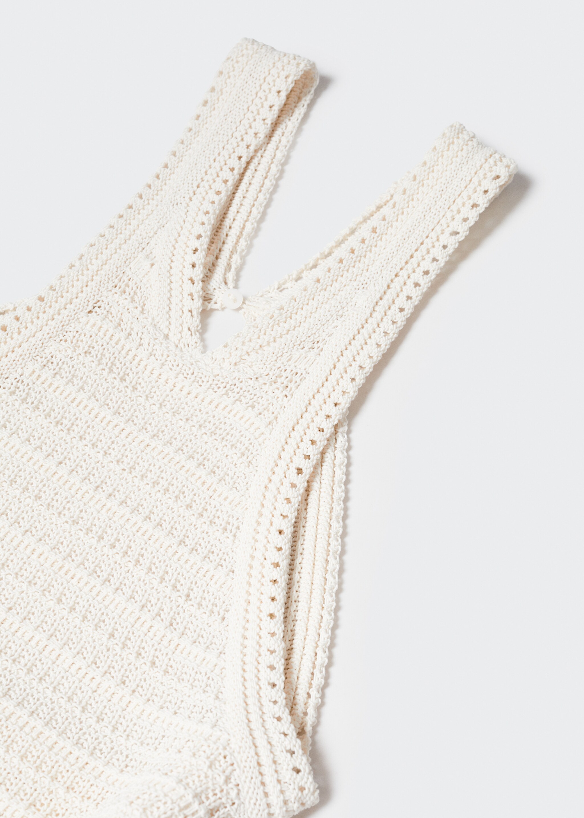Halter-neck crochet dress - Details of the article 8, Ecru. Ref: 57001013-00.