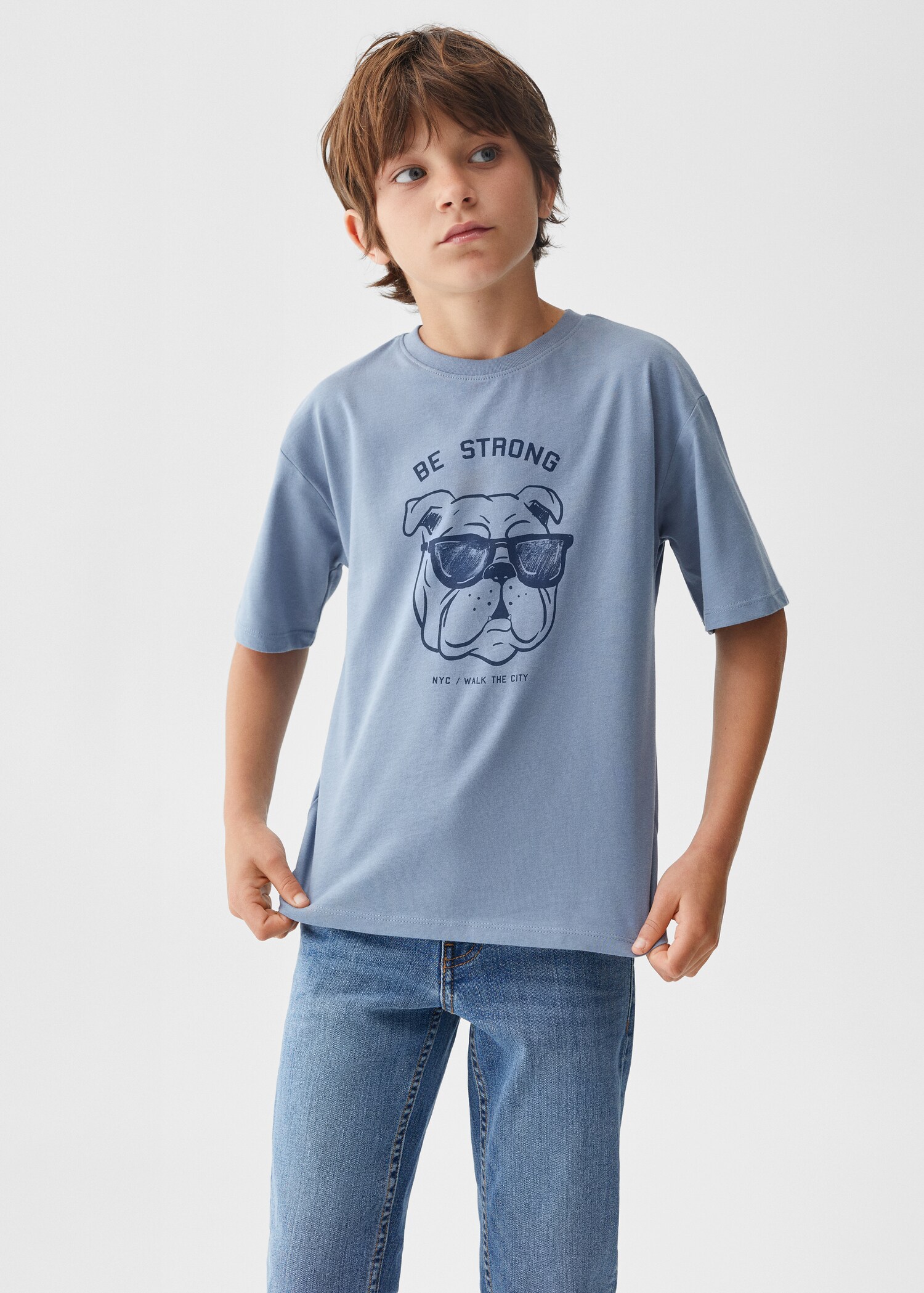 Baumwoll-T-Shirt mit Motiv - Mittlere Ansicht