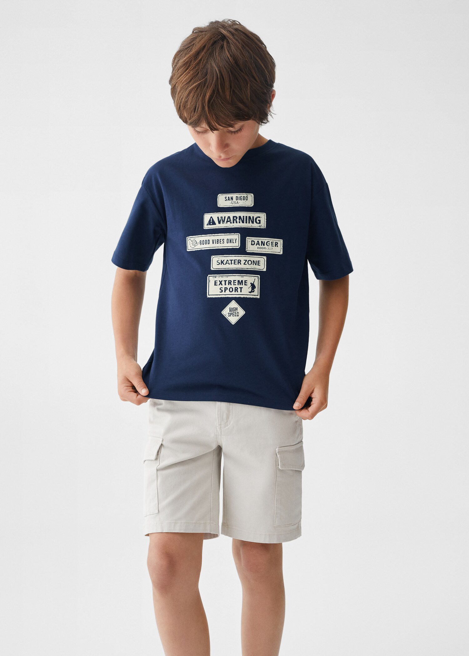 Baumwoll-T-Shirt mit Motiv - Mittlere Ansicht