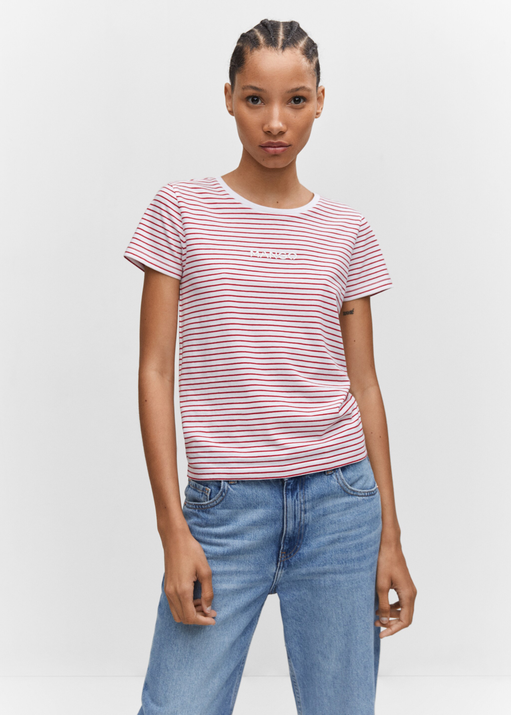 T-shirt rayures logo - Plan moyen