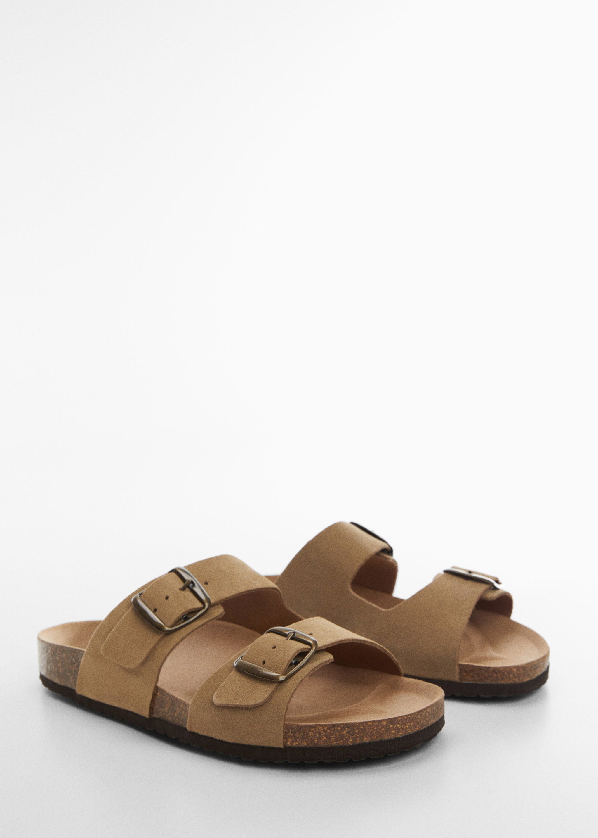Split leather sandals with buckle - Medium plane, Sand. Ref: 57001082-00.