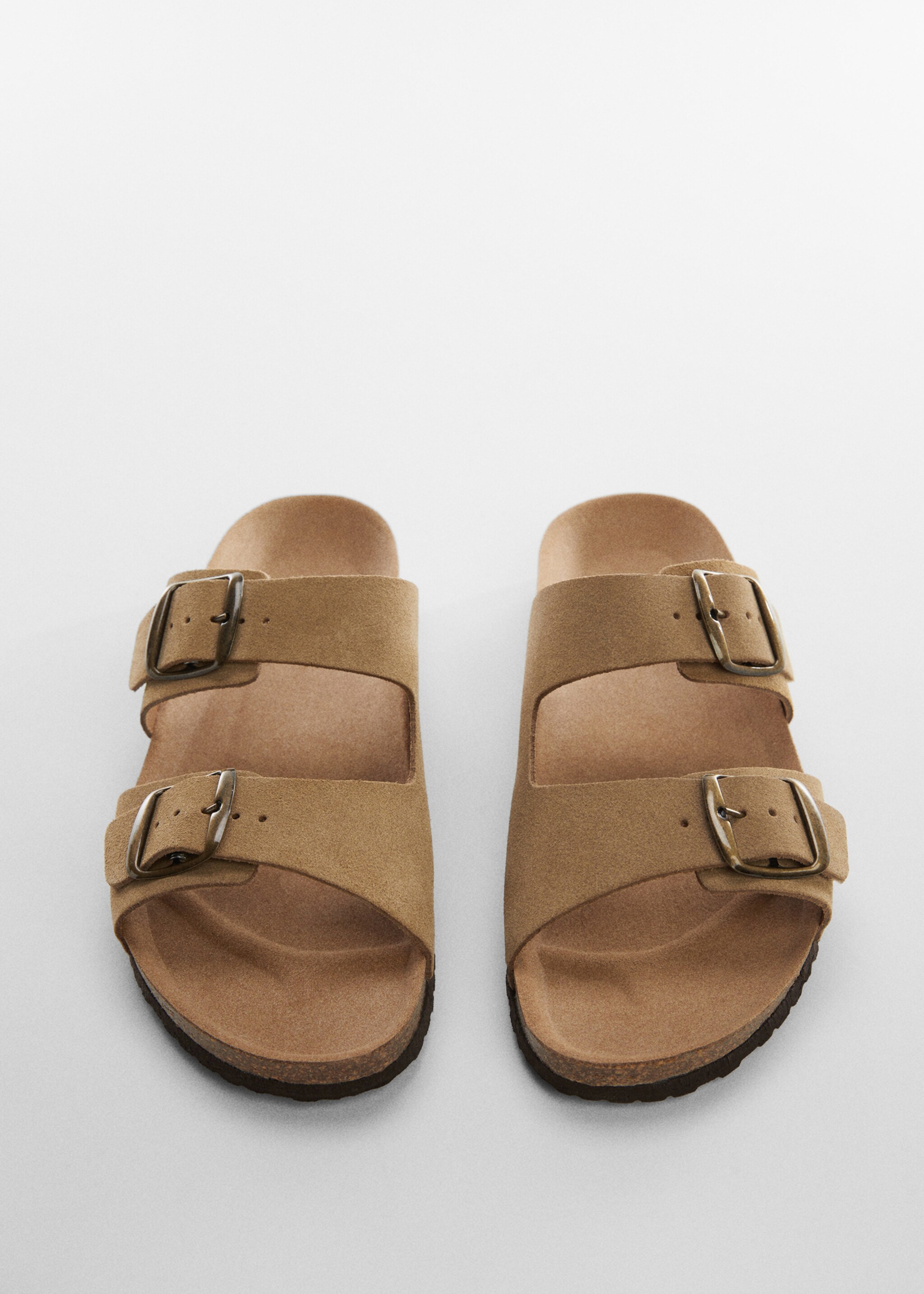 Split leather sandals with buckle - Details of the article 3, Sand. Ref: 57001082-00.