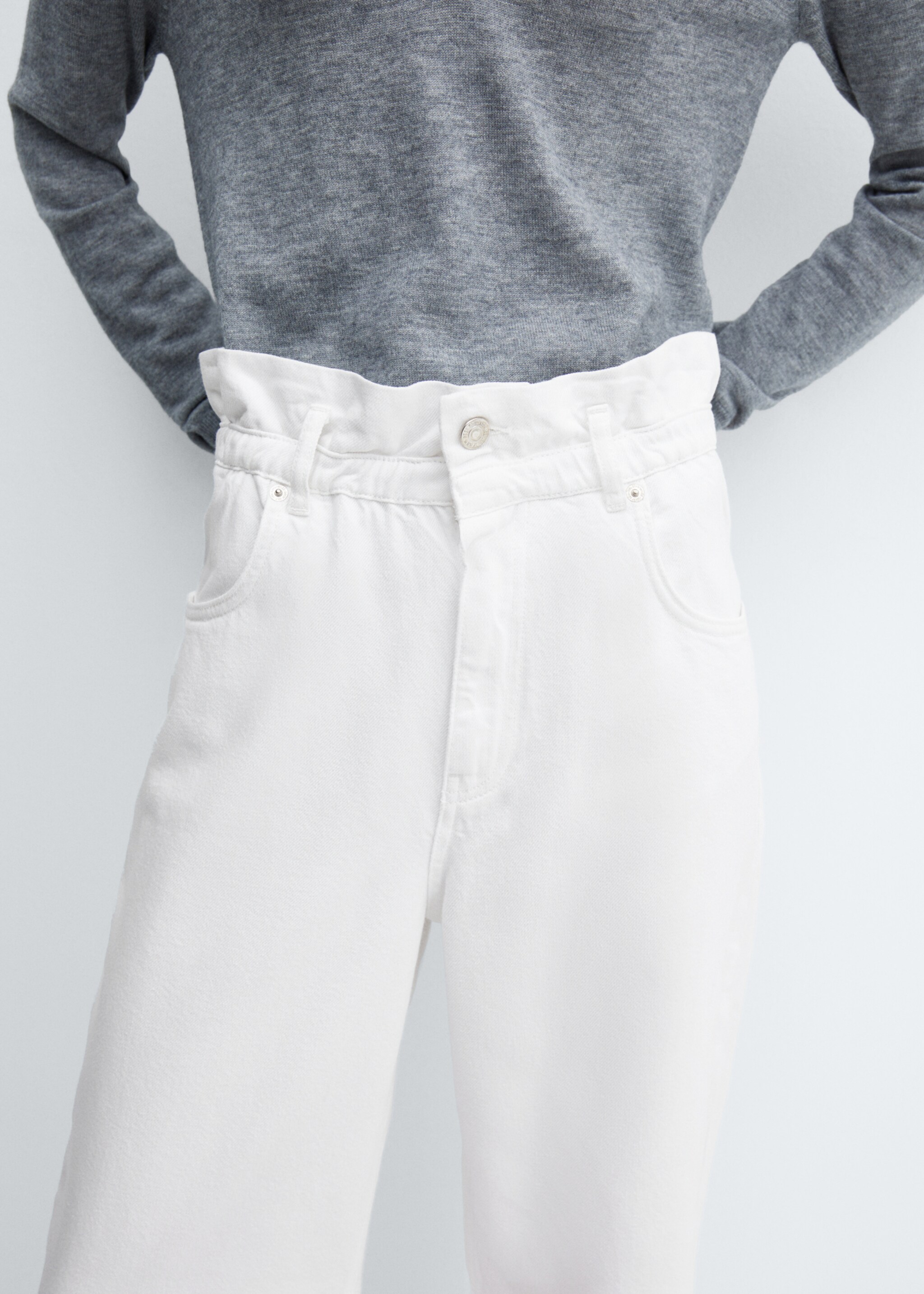 Jeans slouchy cintura elastica - Detalle del artículo 6, Blanco. Ref: 57001100-00.