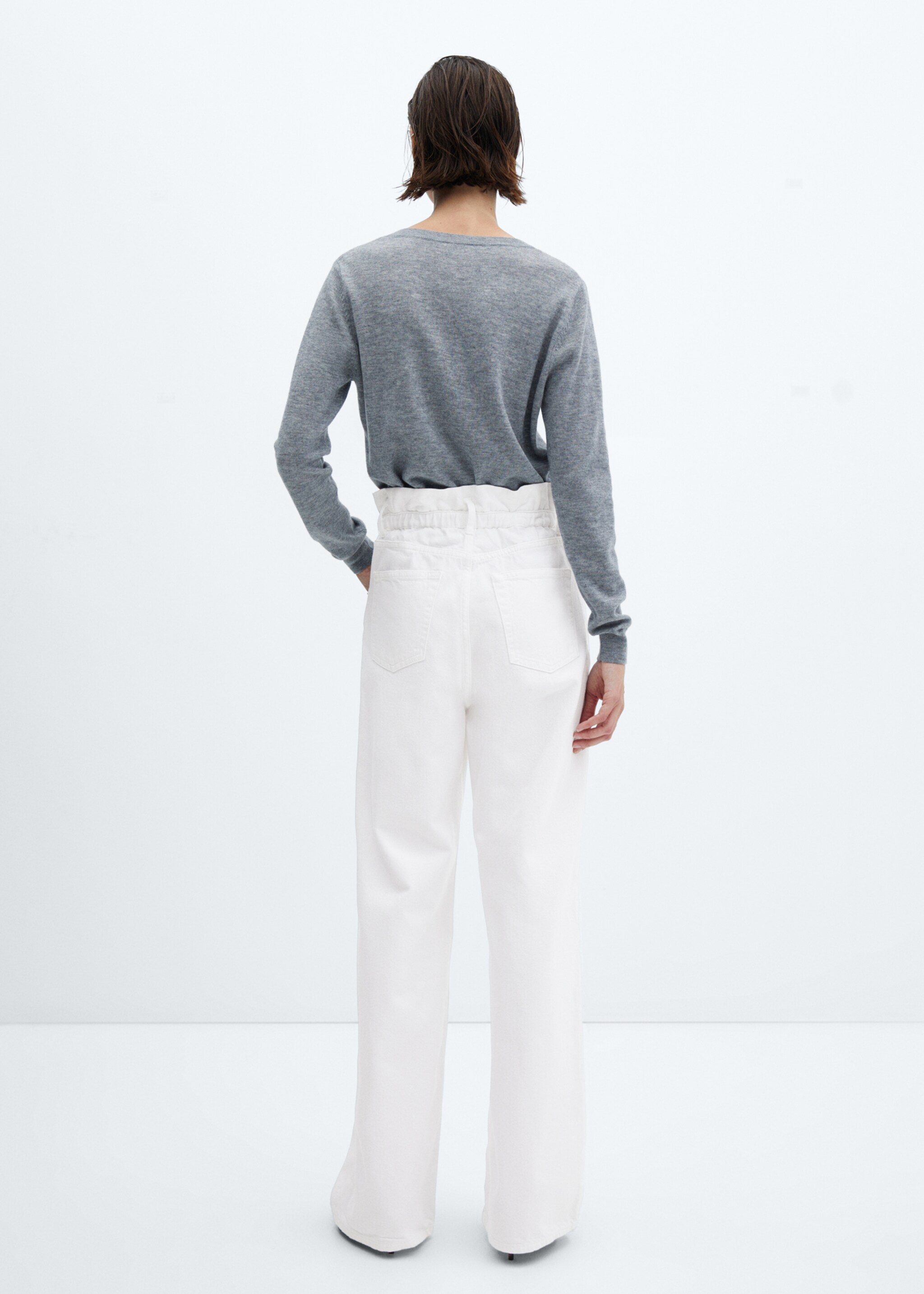 Jeans slouchy cintura elastica - Reverso del artículo, Blanco. Ref: 57001100-00.