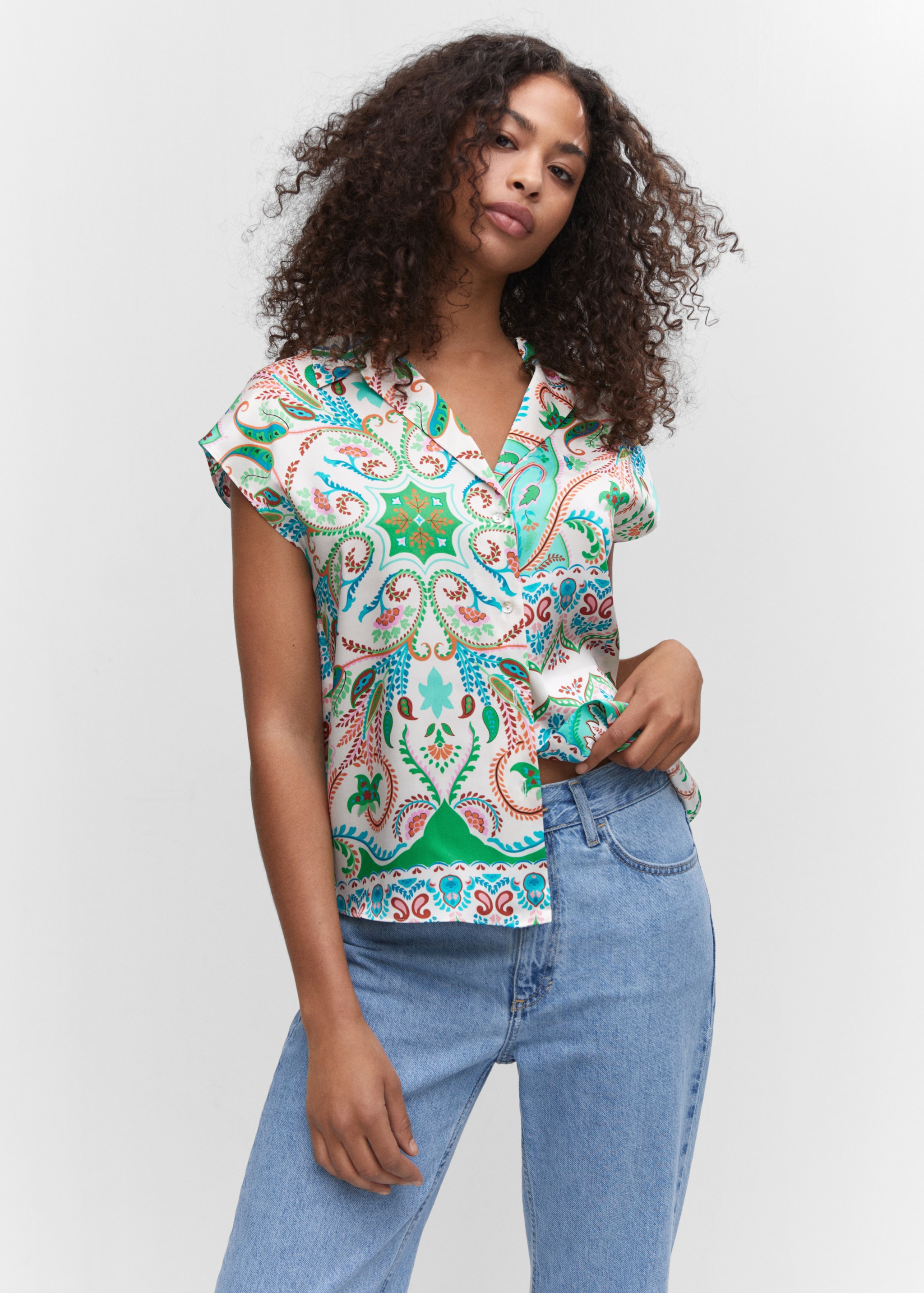 Satin print shirt Women MANGO OUTLET USA - Main Image