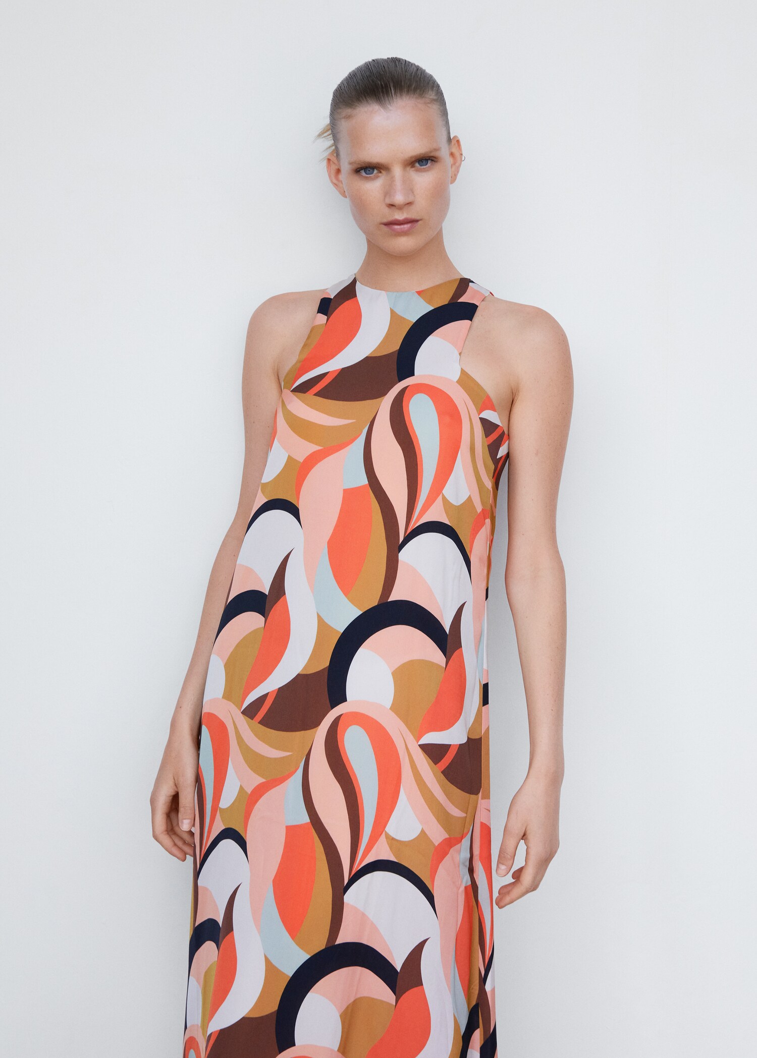 Printed halter dress - Medium plane