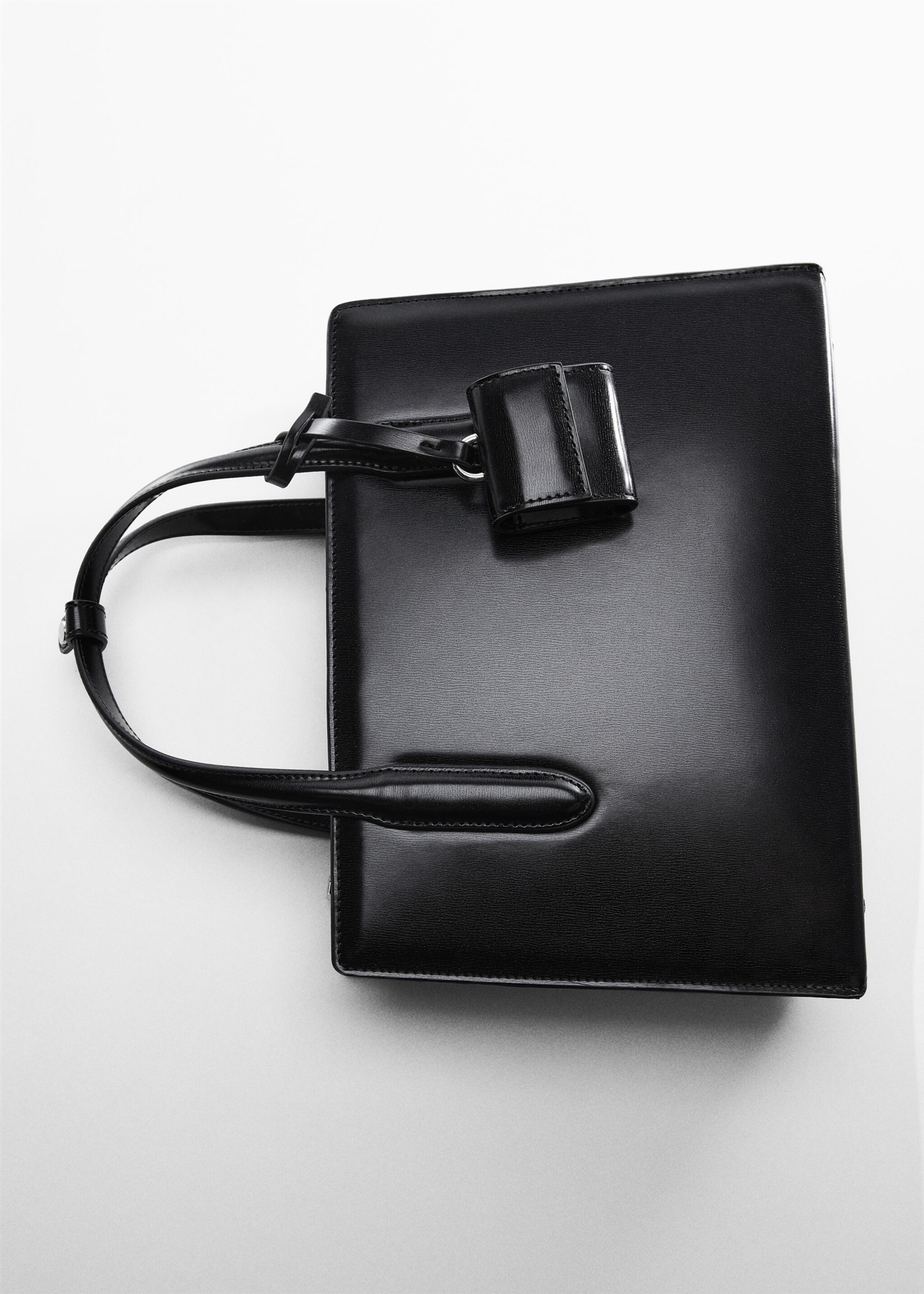 Saffiano-effect shopper bag - Details of the article 5, Black. Ref: 57002518-00.
