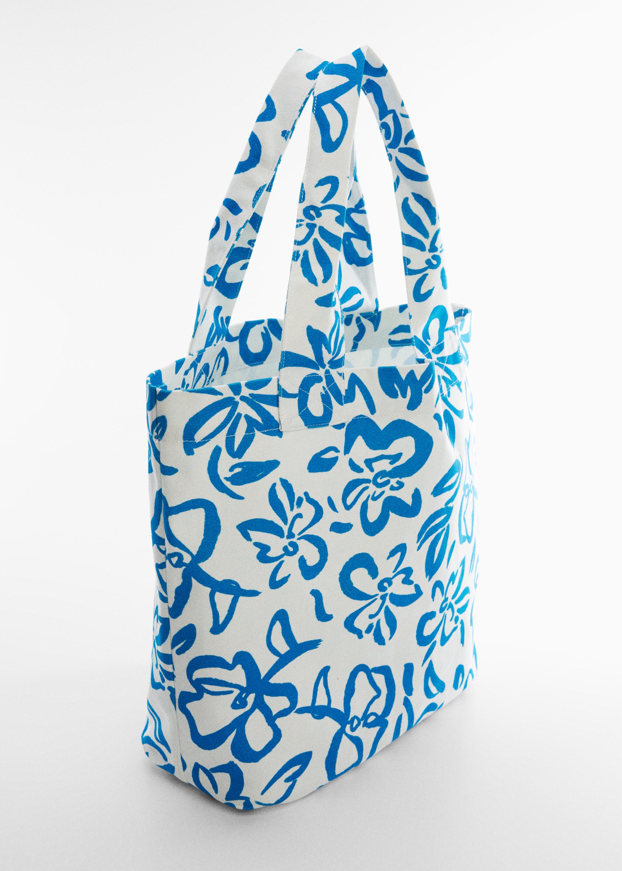 Floral tote bag - Medium plane, Blue. Ref: 57002519-00.
