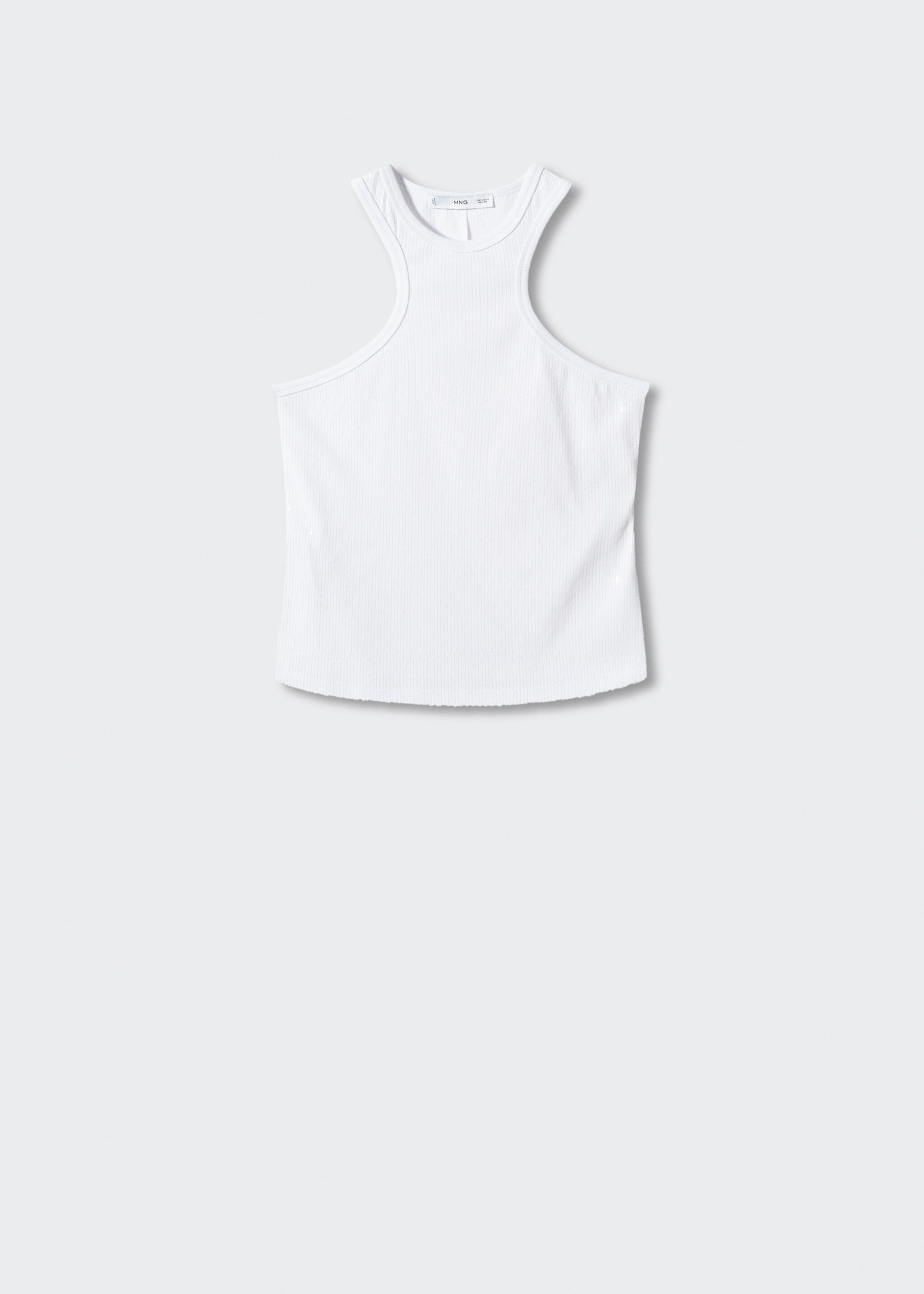 Sequined halter top - Article without model, White. Ref: 57002888-00.