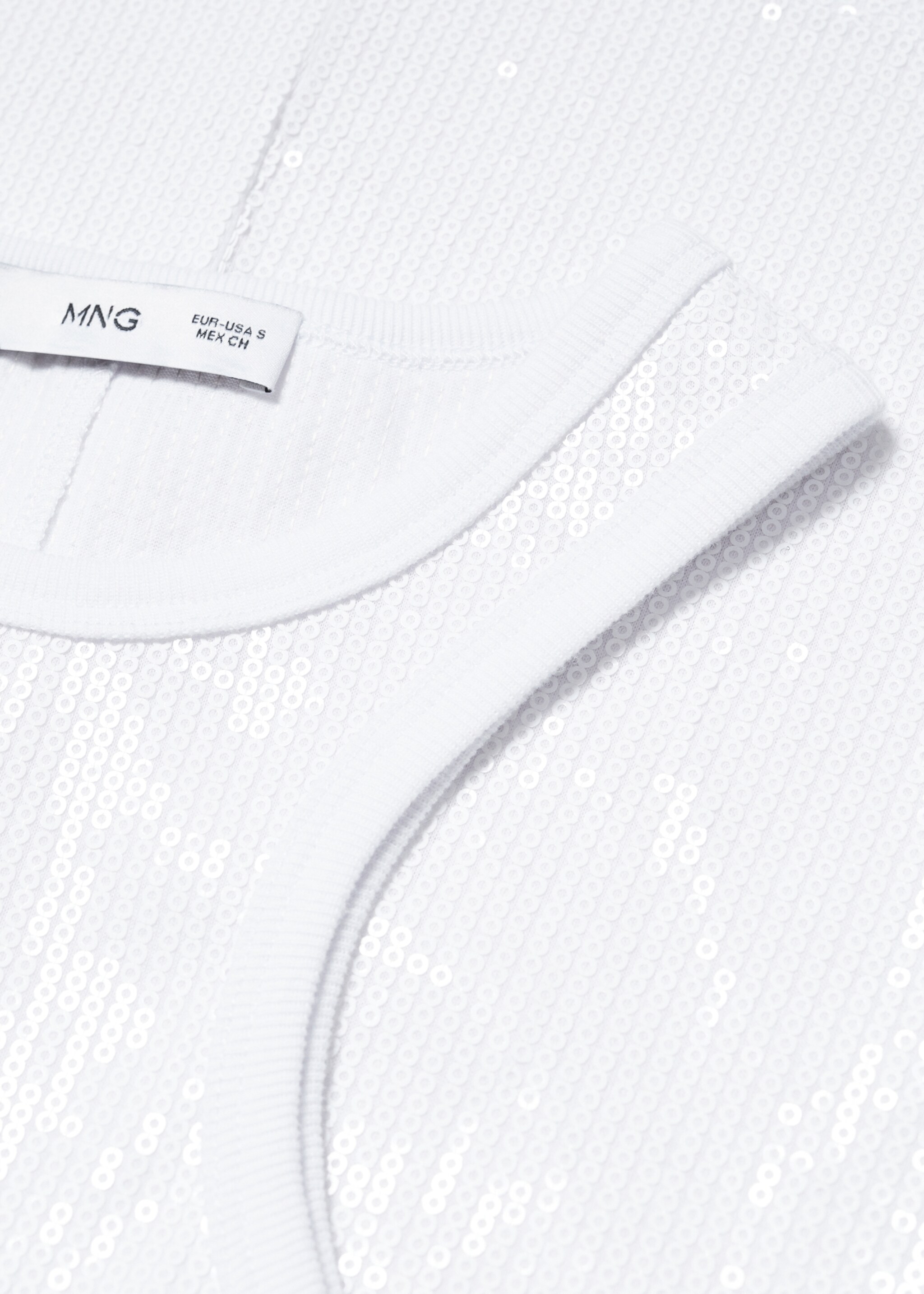 Sequined halter top - Details of the article 8, White. Ref: 57002888-00.