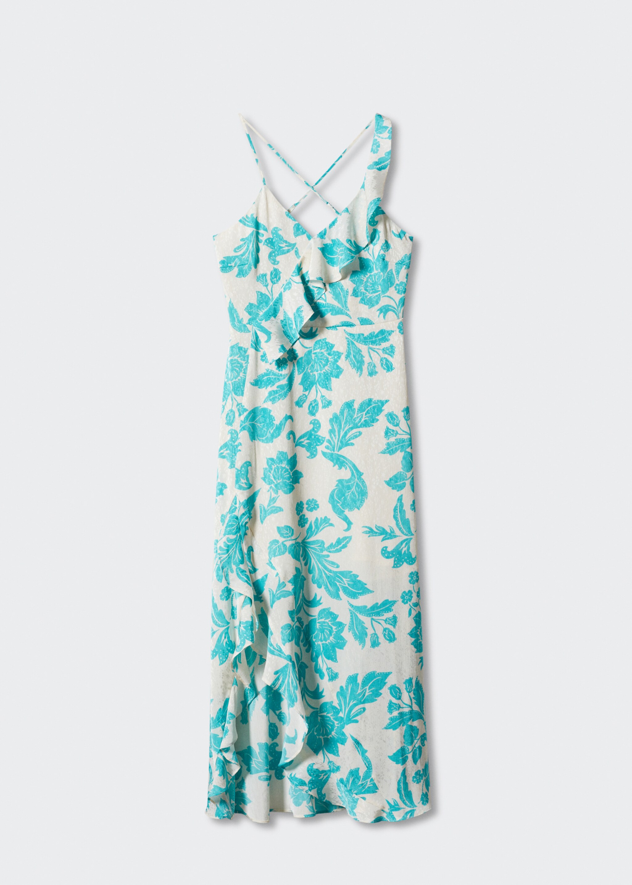 Ruffles slit dress - Article without model, Ecru. Ref: 57002891-00.