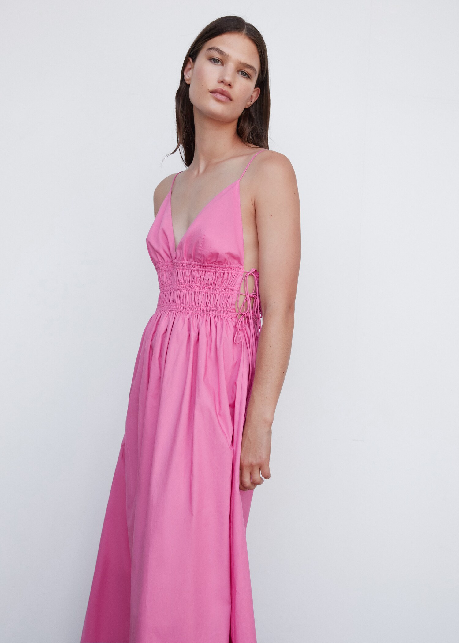 Cotton dress with side ties - Medium plane