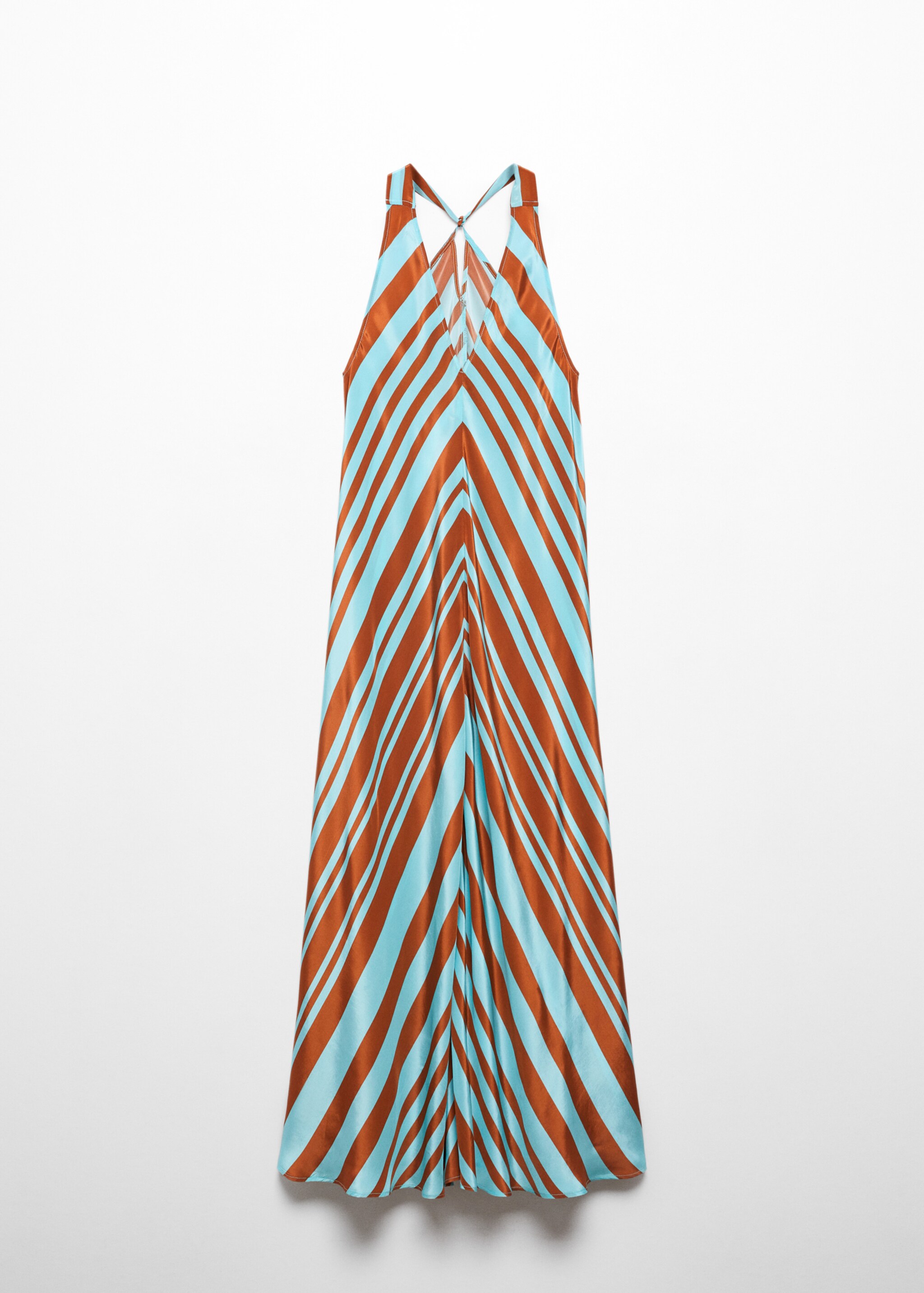 V-neck satin dress - Article without model, Turquoise. Ref: 57002894-00.