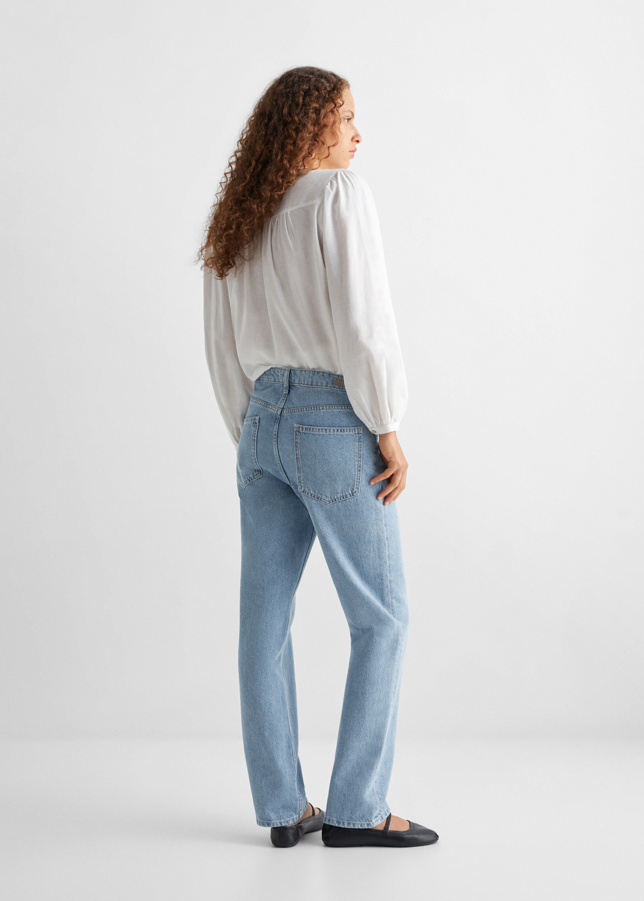 100% cotton mom-fit jeans - Reverse of the article, Light Blue. Ref: 57003260-00.