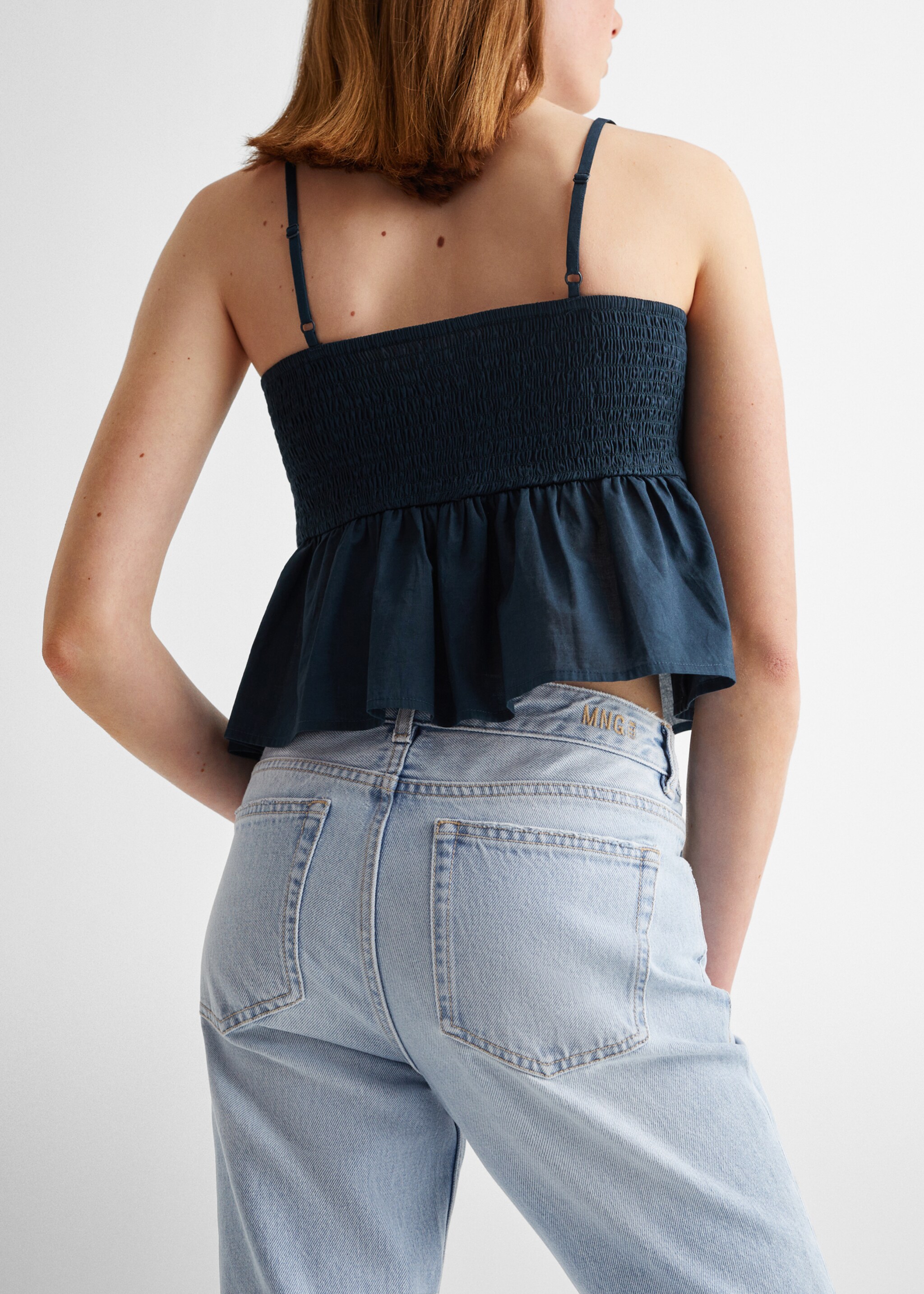 Flared jeans with decorative rips - Details of the article 6, Light Blue. Ref: 57003261-00.