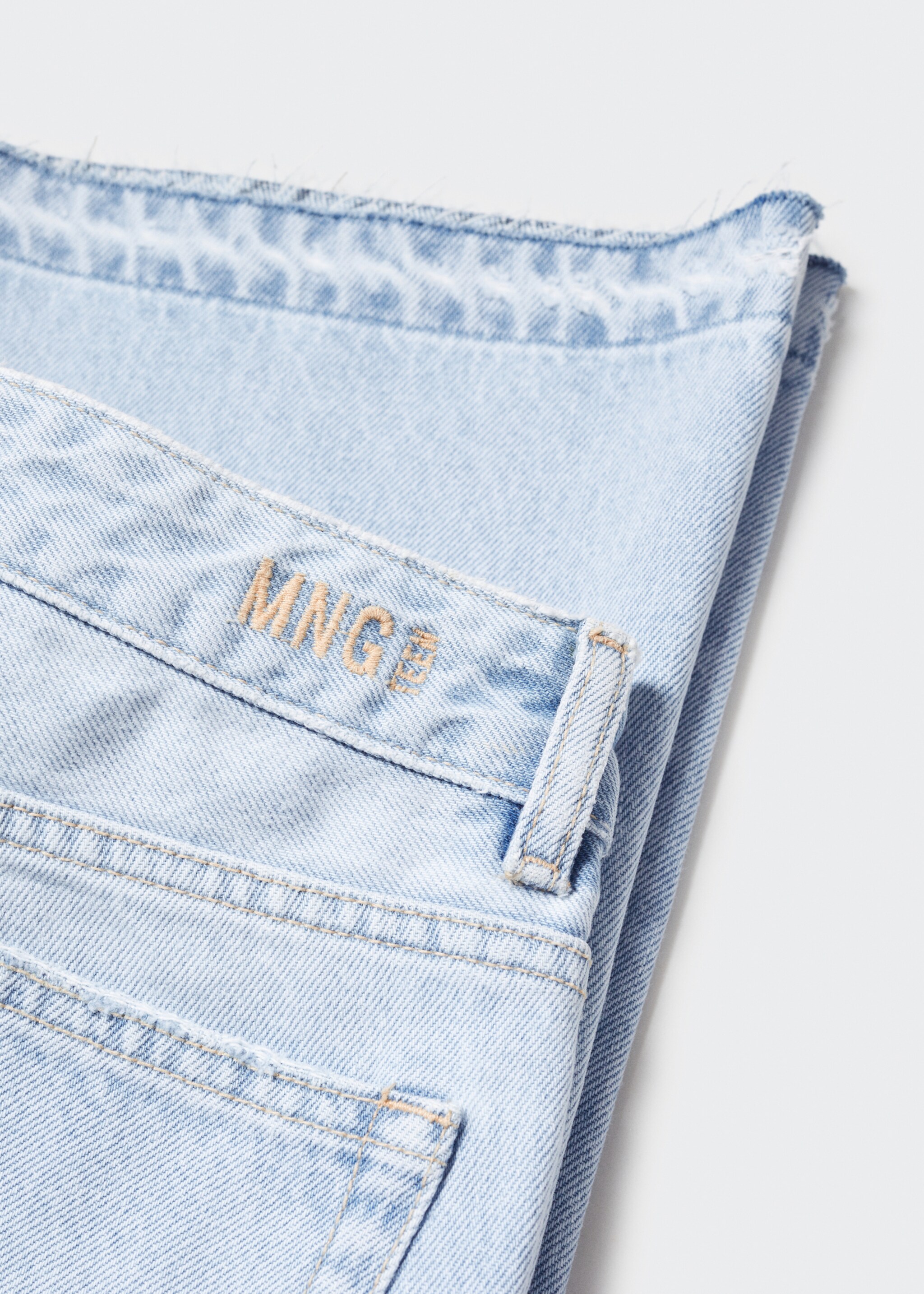 Flared jeans with decorative rips - Details of the article 8, Light Blue. Ref: 57003261-00.