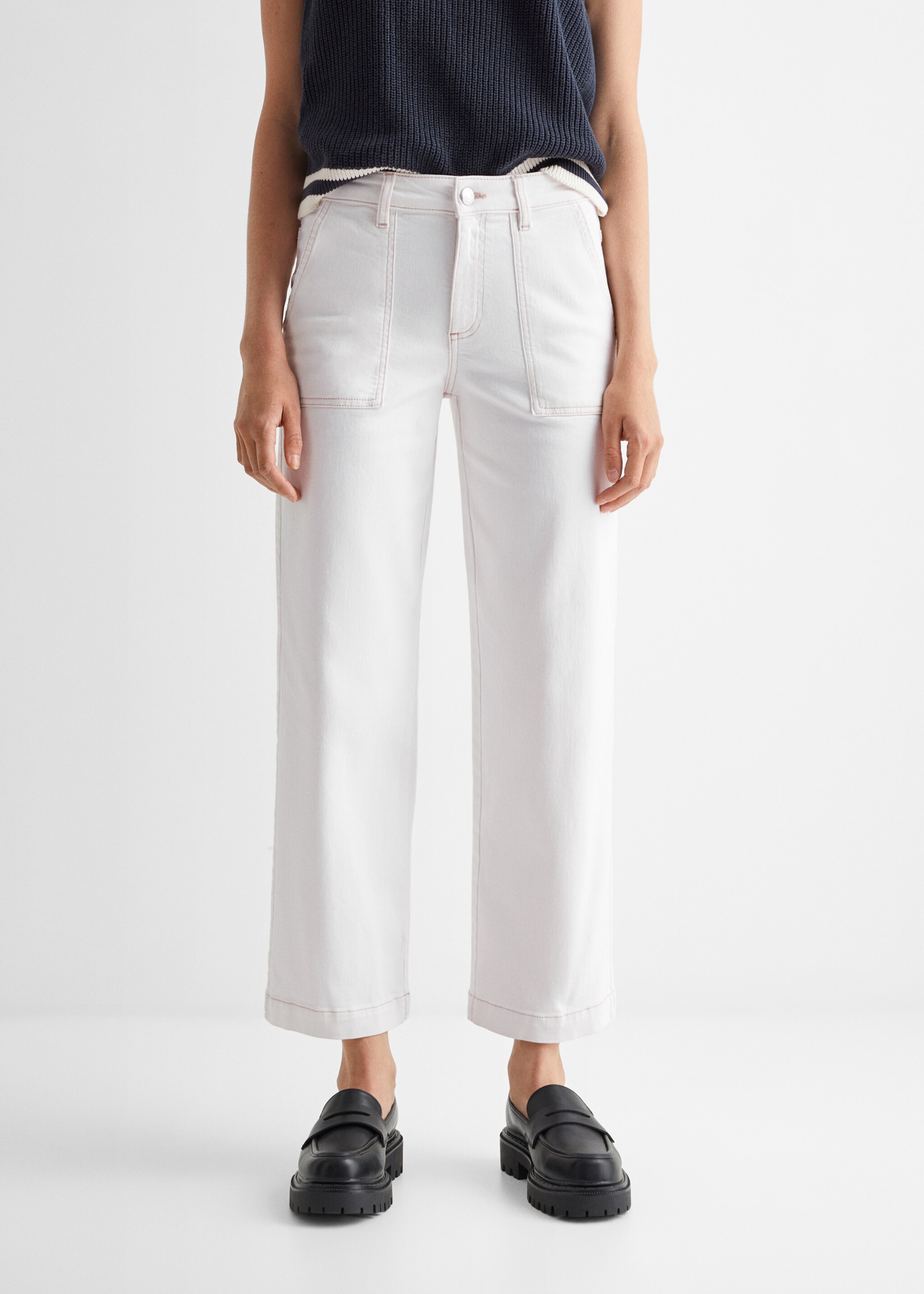 Culotte jeans with pockets - Details of the article 6, Off White. Ref: 57003262-00.
