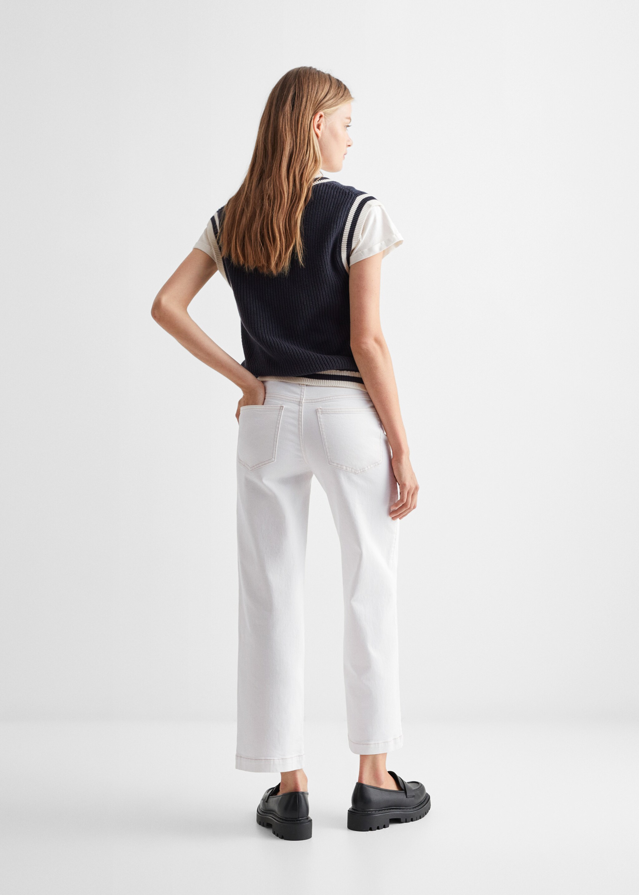 Culotte jeans with pockets - Reverse of the article, Off White. Ref: 57003262-00.