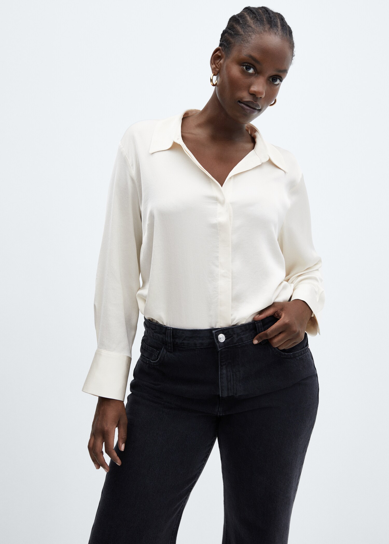 Satin finish flowy shirt - Details of the article 5