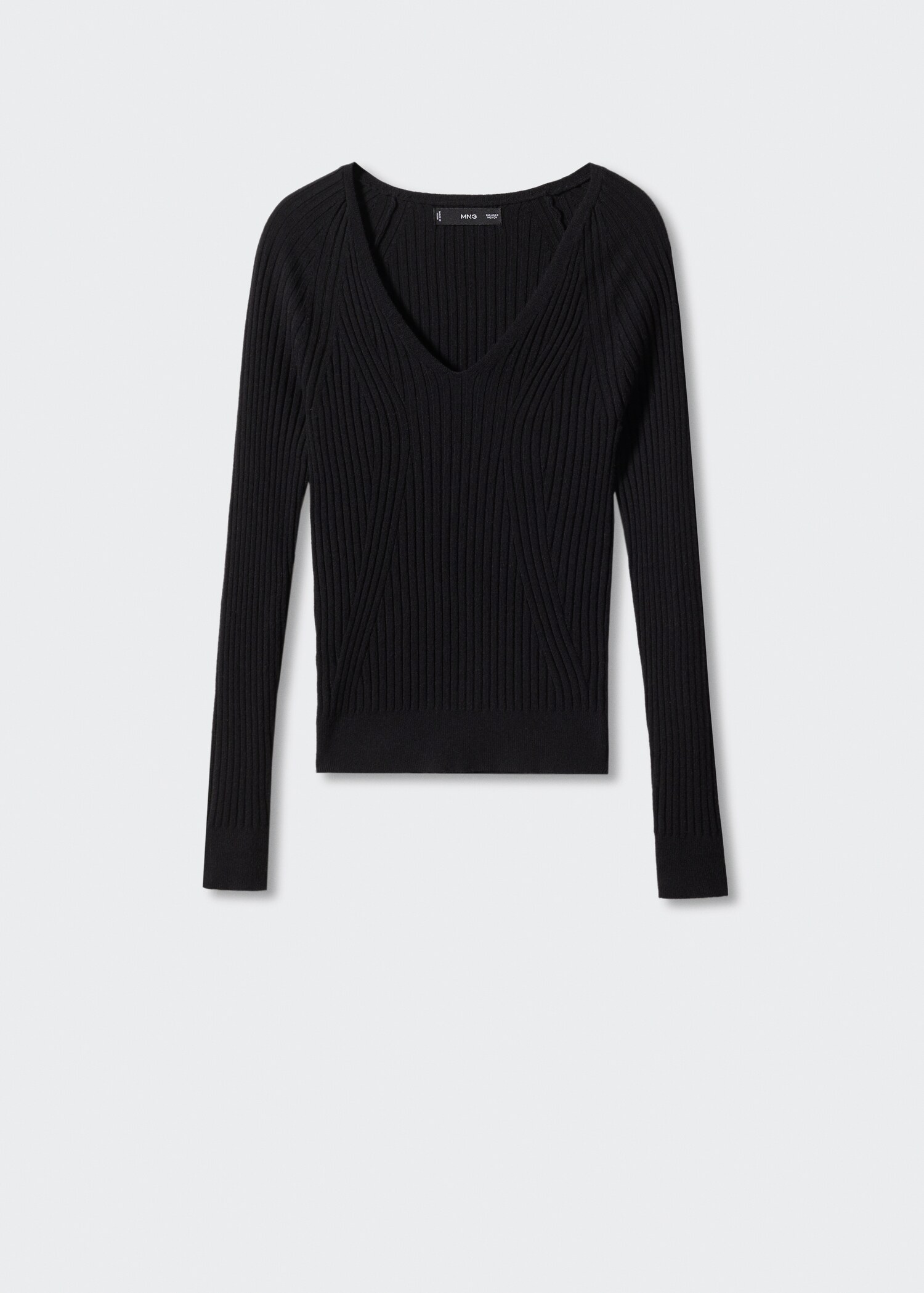 V-neck ribbed knit sweater - Article without model