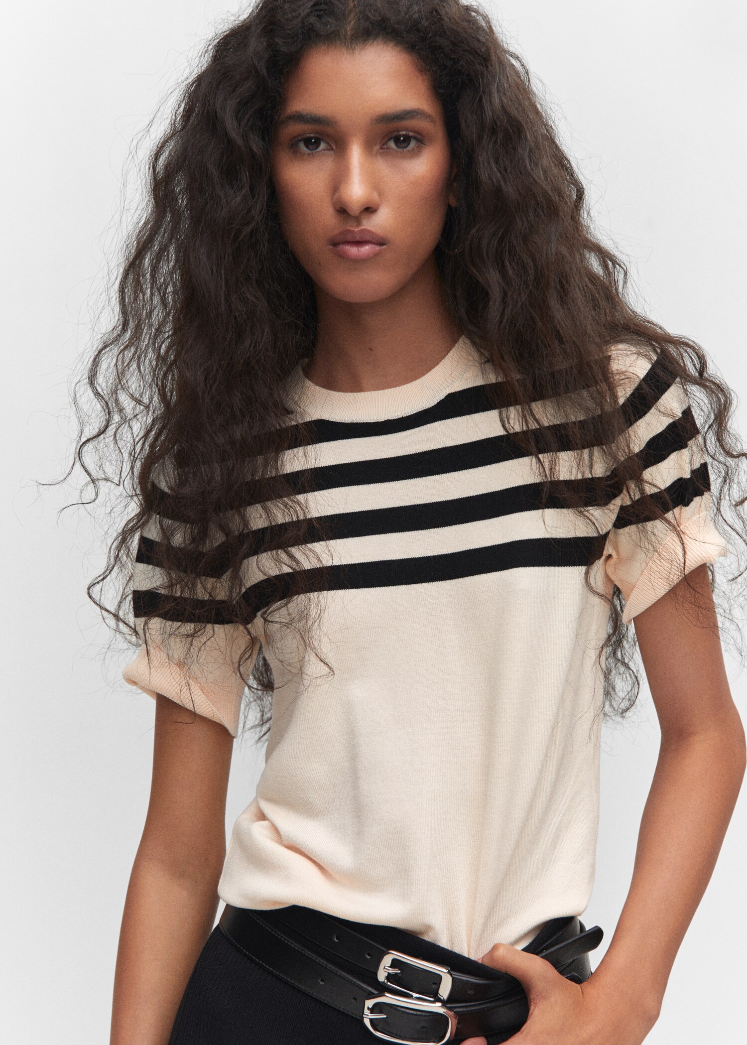 Gestreifter Kurzarm-Pullover - Damen | MANGO OUTLET Deutschland 