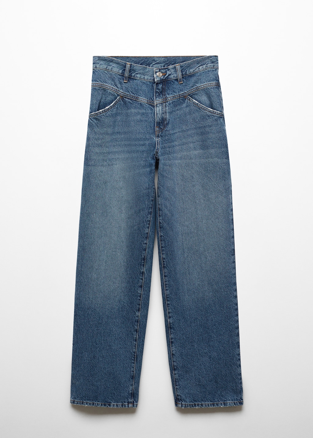 High-waist wideleg jeans with seams - Women | MANGO OUTLET USA
