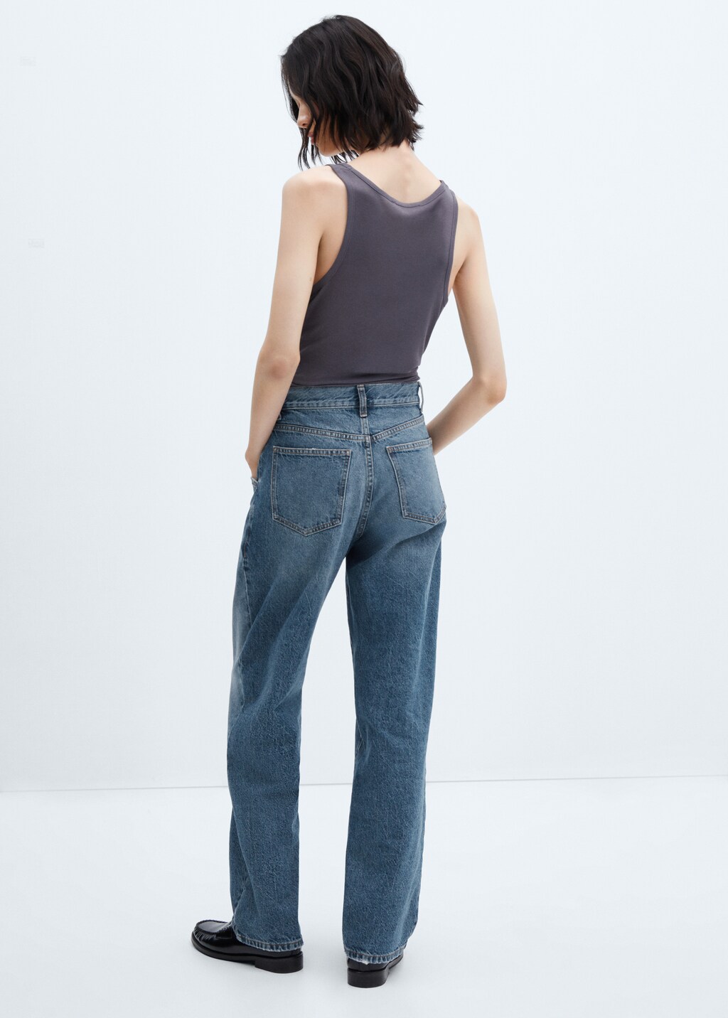 【INCHANT ME】537 High Waist Wide Denim Pants non-fade/unisex] Rainy Semi Wide Denim Pants - INCHANT ME
