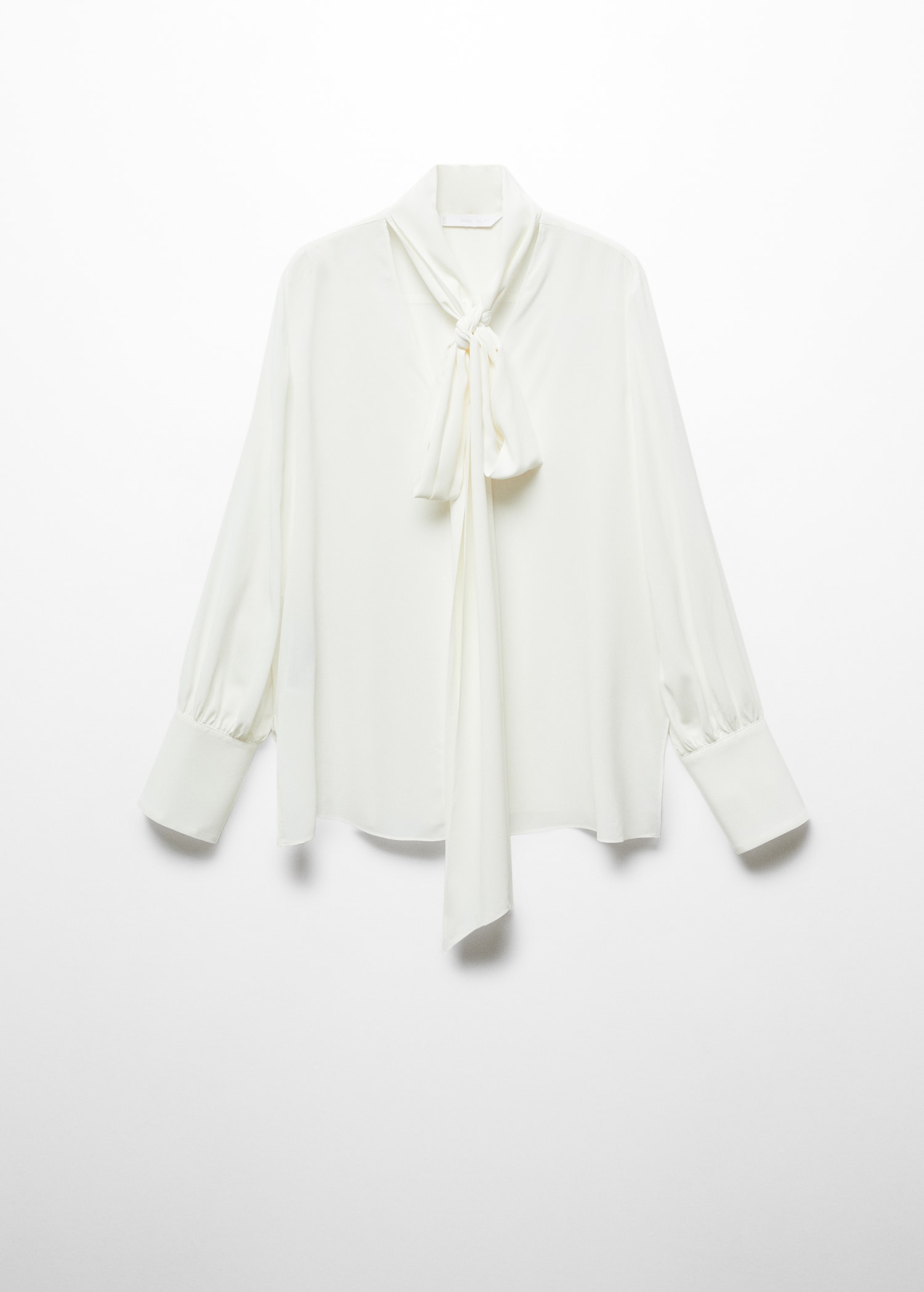 Camisa Blanca Con Lazo Mujer Blusa Lazo Cuello Mujer MANGO OUTLET