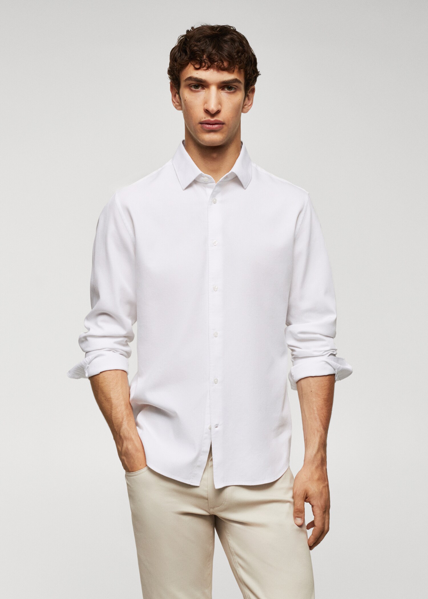 Camisa slim fit algodón estructura - Plano medio